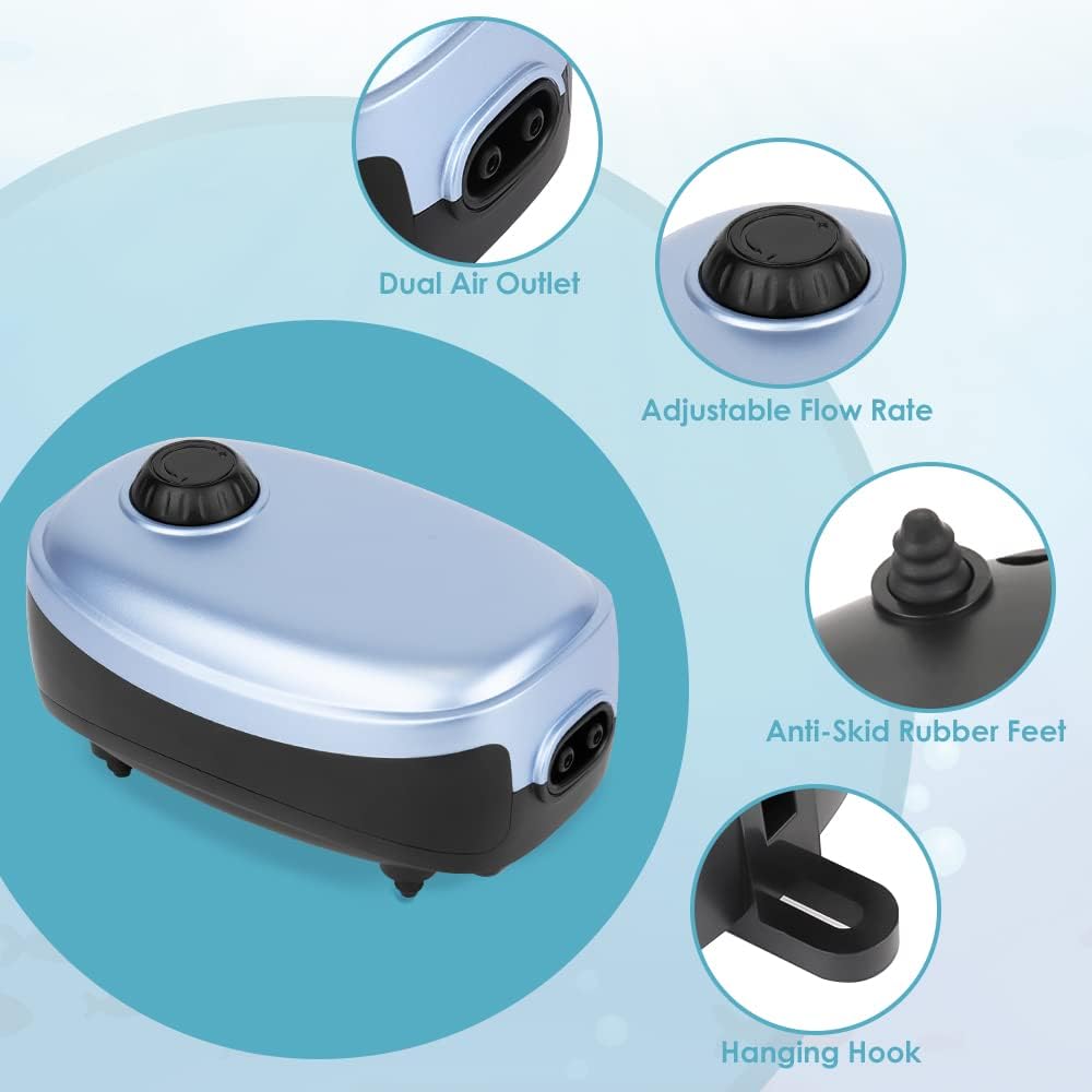 Thumbnail 1 de Eyein Adjustable Air Pump Aquarium — Ultra Silent 4W, 2 Outlets for up to 400L