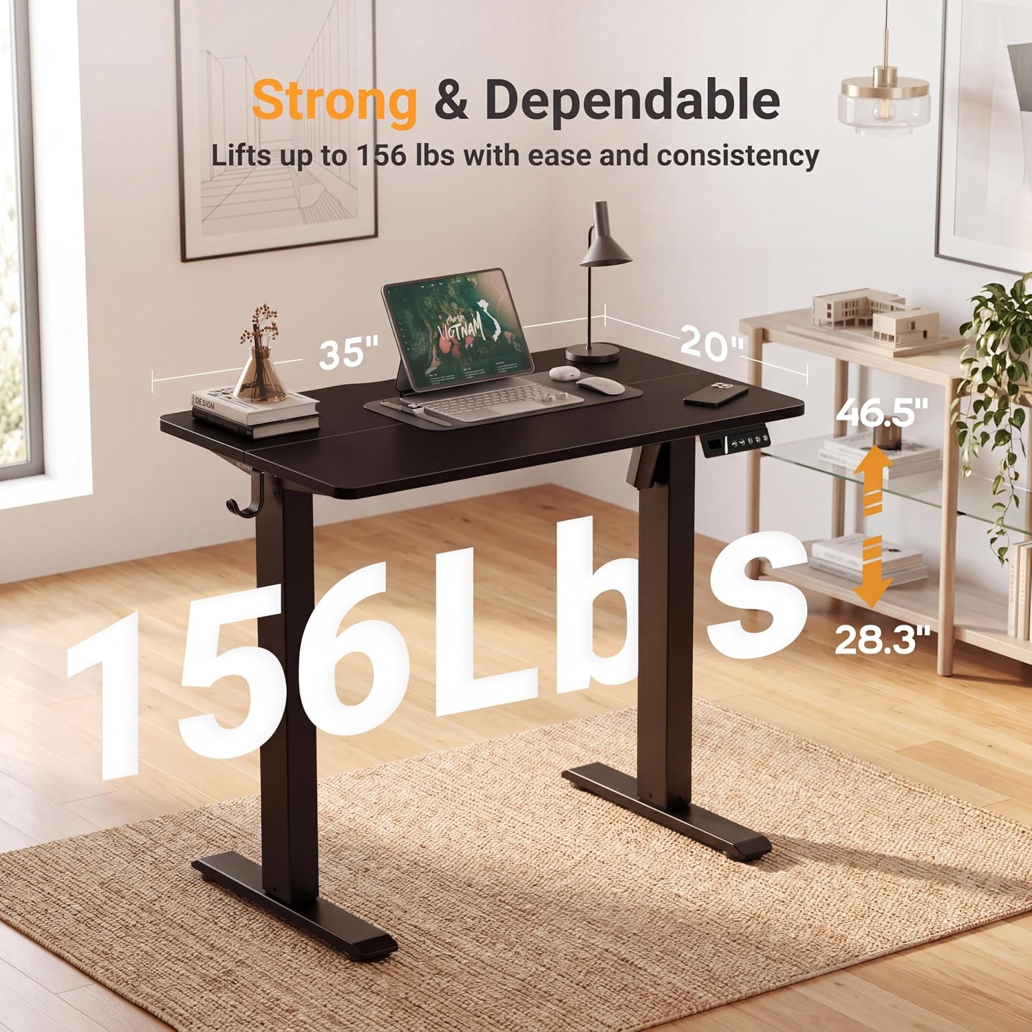 Detalle de Claiks P1.01.001.0034 Electric Standing Desk, 32 x 19-Inch Black