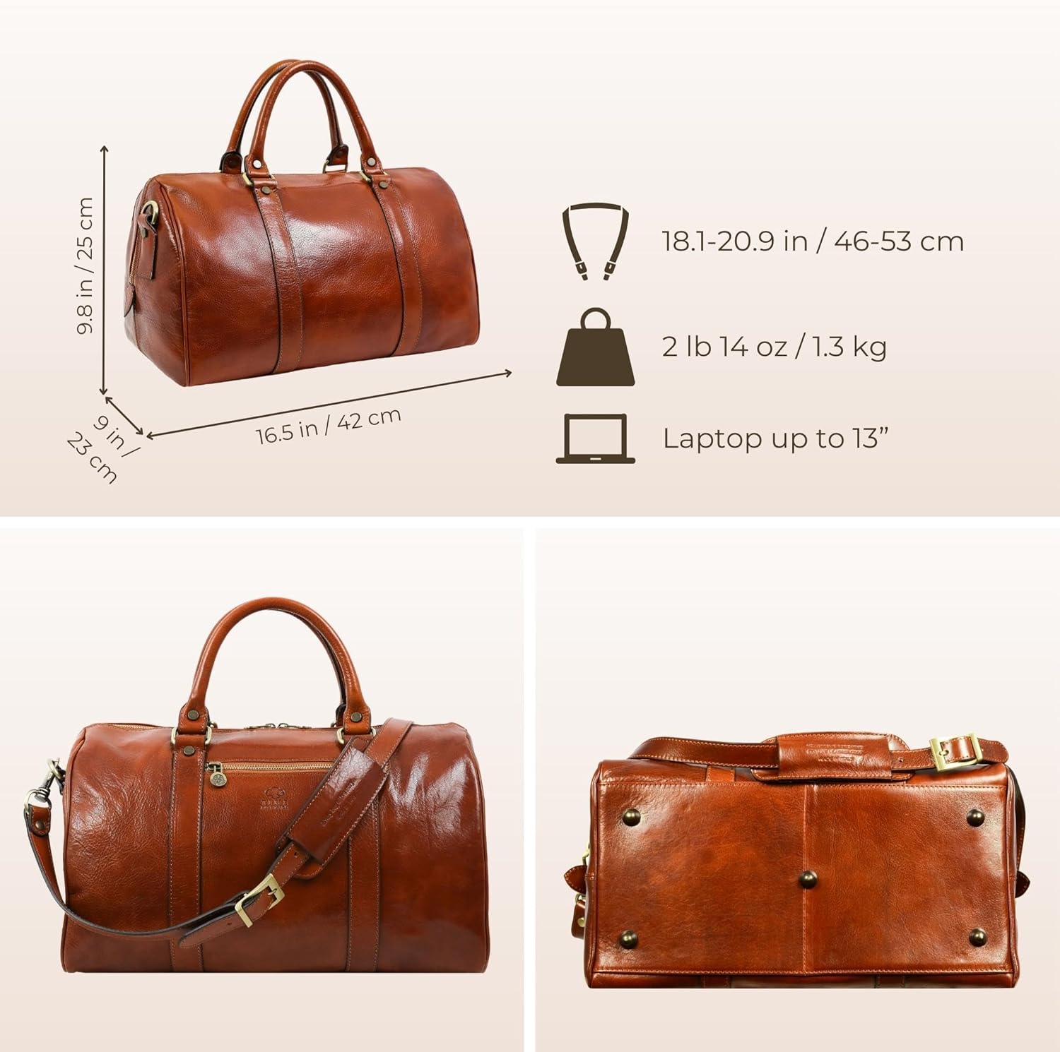 Thumbnail 3 de Full Grain Leather Duffle Bag Overnight Weekender by Time Resistance