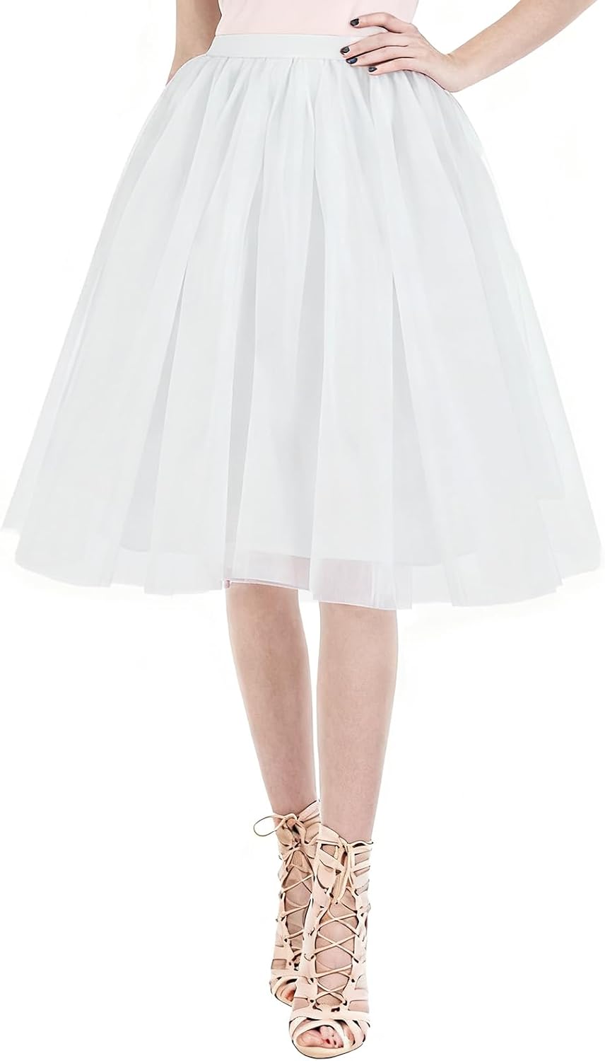 Detalle de AUYAO korte tutu-rok van tule voor dames, elastische tailleband, 100% polyester