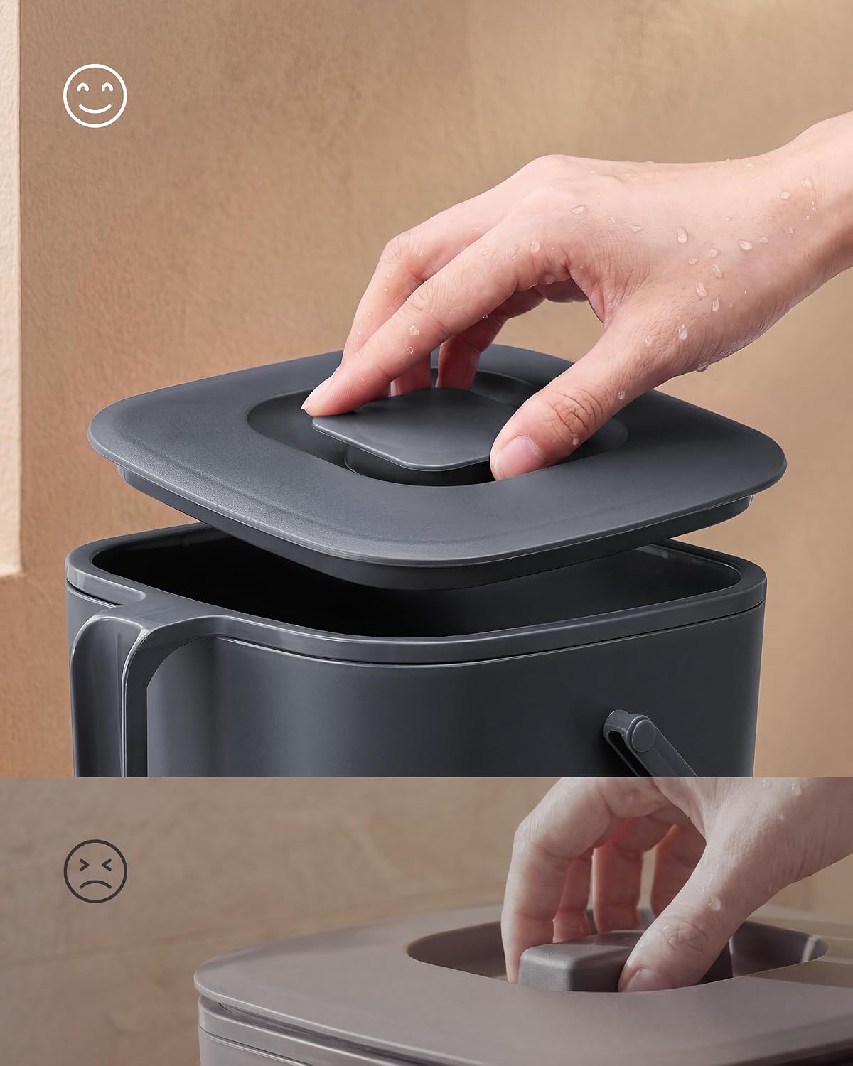 Detalle 2 de SONGMICS LTB214GZ01 compostbakje voor op het aanrecht, 4 liter