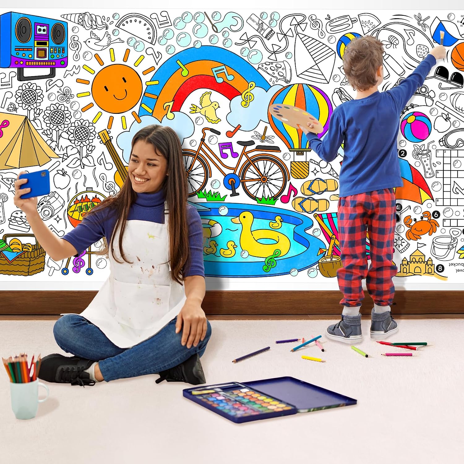 Thumbnail 6 de Gatherfun Giant Coloring Poster for Classroom (31.5 x 72) — Summer Table Cover & Wall Banner