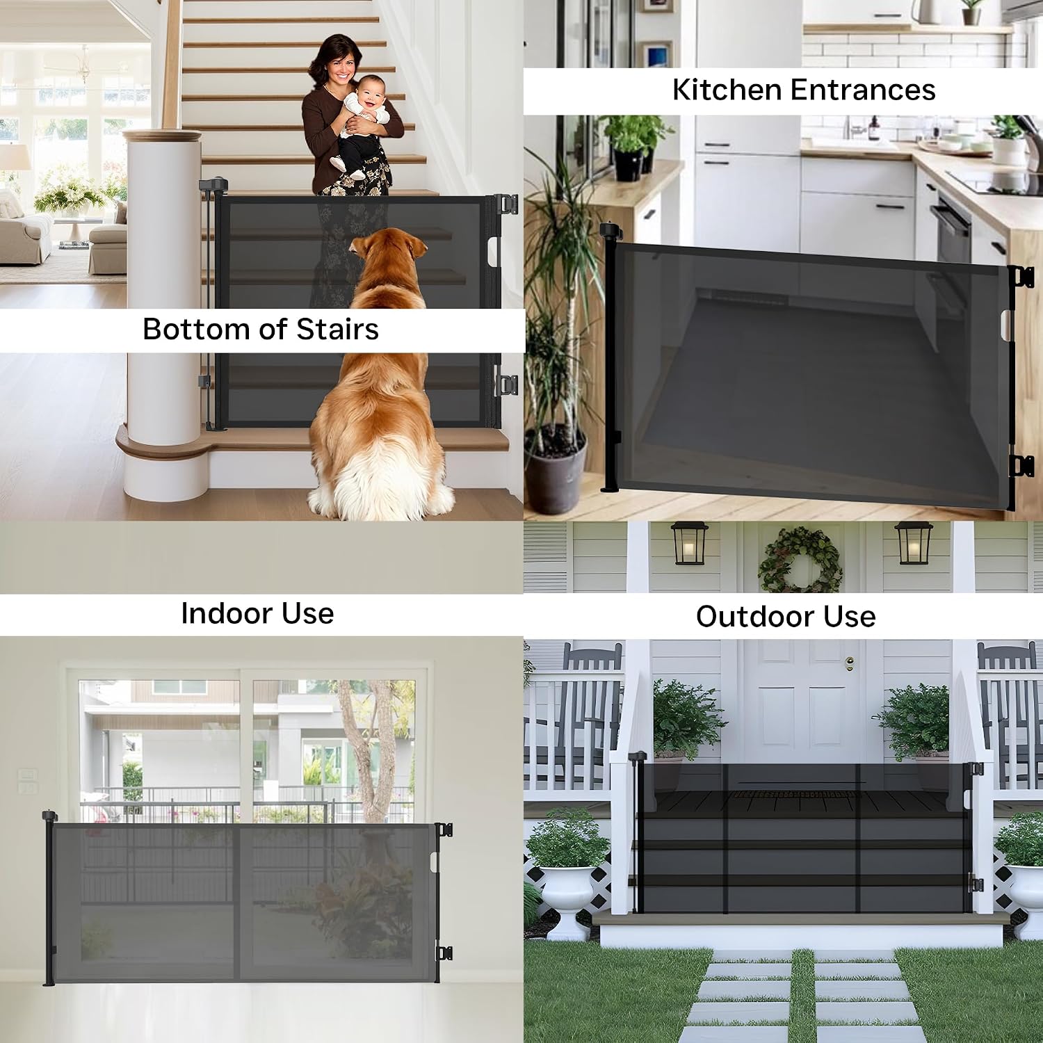 Thumbnail 6 de NurturaNook Retractable Baby Gate, 34-Inch Mesh Gate, Up to 100 Inches Wide