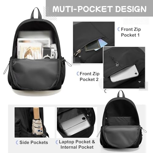 Thumbnail 4 de HYC00 Mochila Escolar para niñas adolescentes – 19 L, 14 pulgadas, impermeable, negro