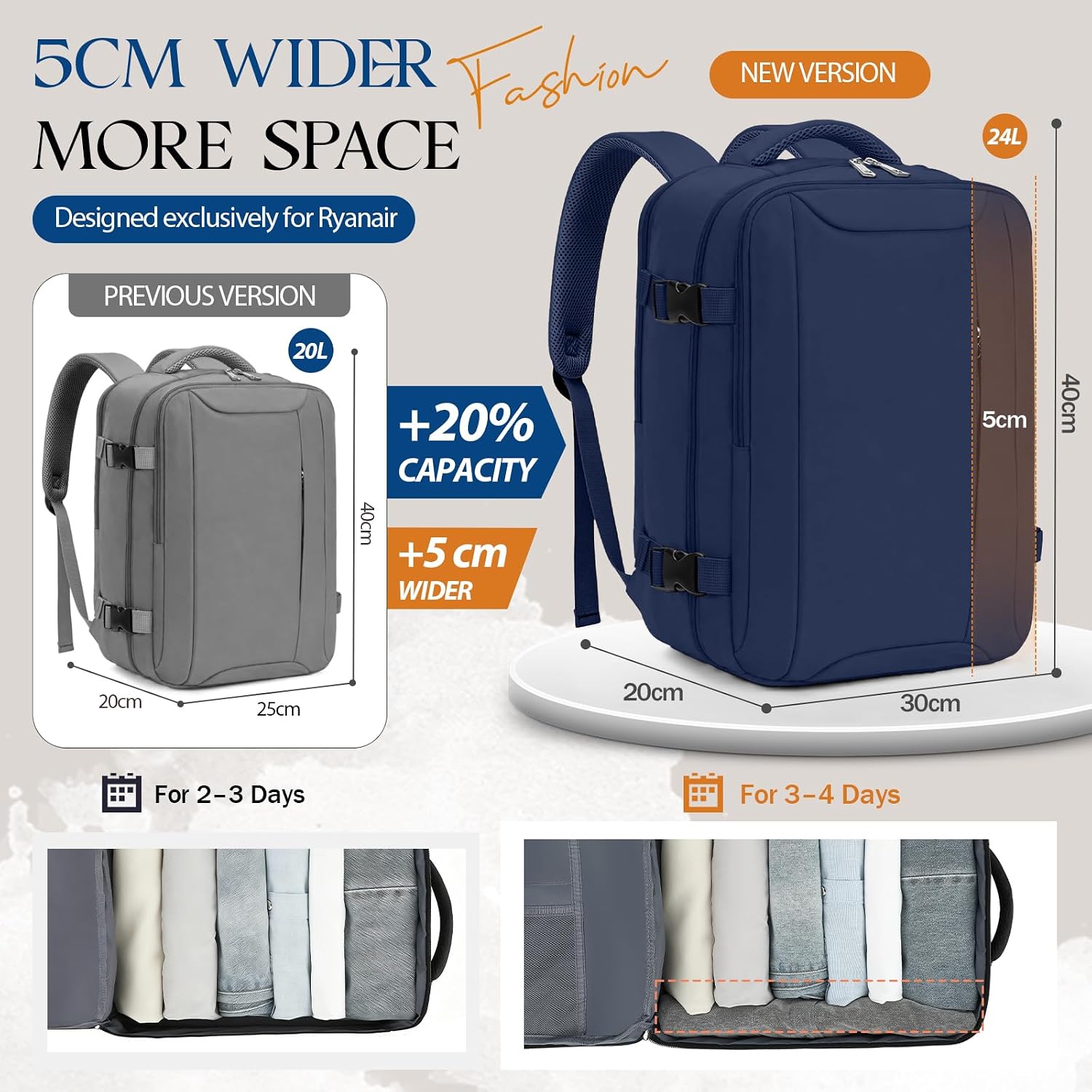 Thumbnail 2 de VMIKIV 40x20x25 Underseat Travel Backpack with Laptop and Anti-Theft Pocket