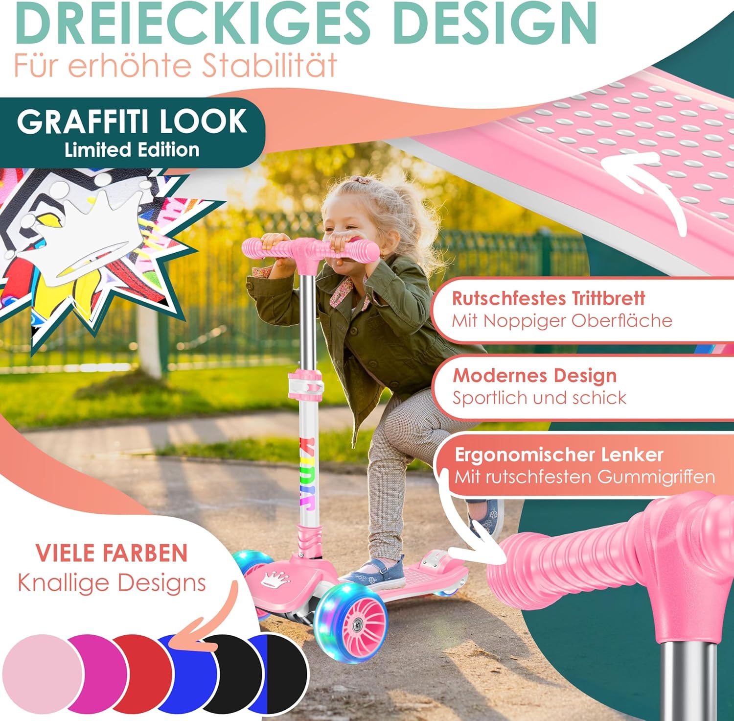 Detalle de KIDIZ X-Pro2 Dreiradscooter LED Räder 3–12 Jahre