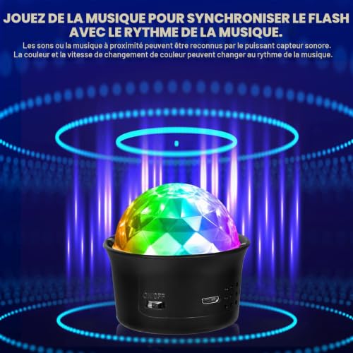 Thumbnail 3 de URAQT Boule Disco 2pcs — Kit mini luminérique USB, mouvée par la voix et effets miroir pour DJ, fête et voiture