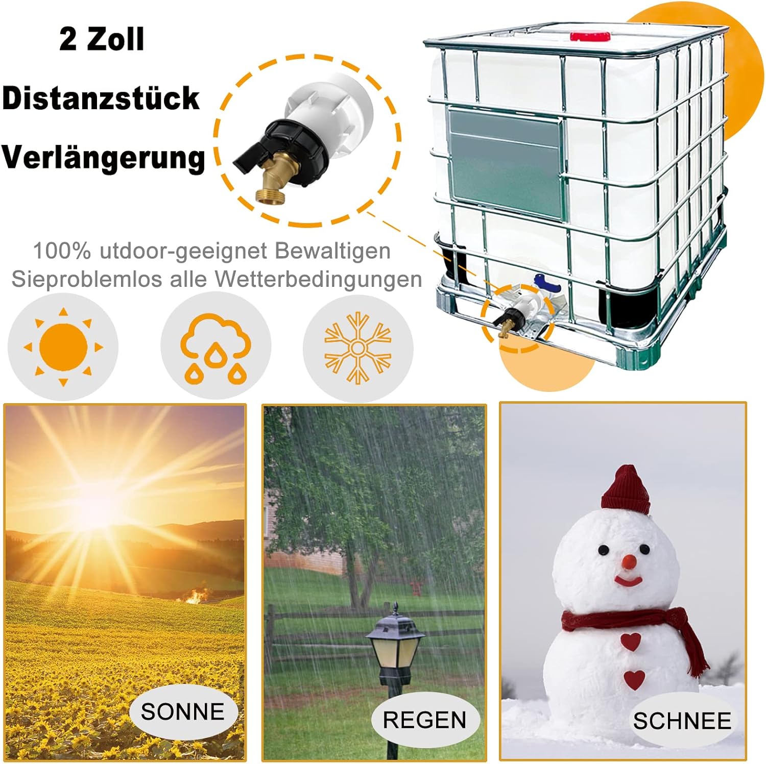 Detalle de 4BAOHUI IBC Tank Zubehör: S60x6 Verlängerung Distanzstück mit PVC-Dichtung