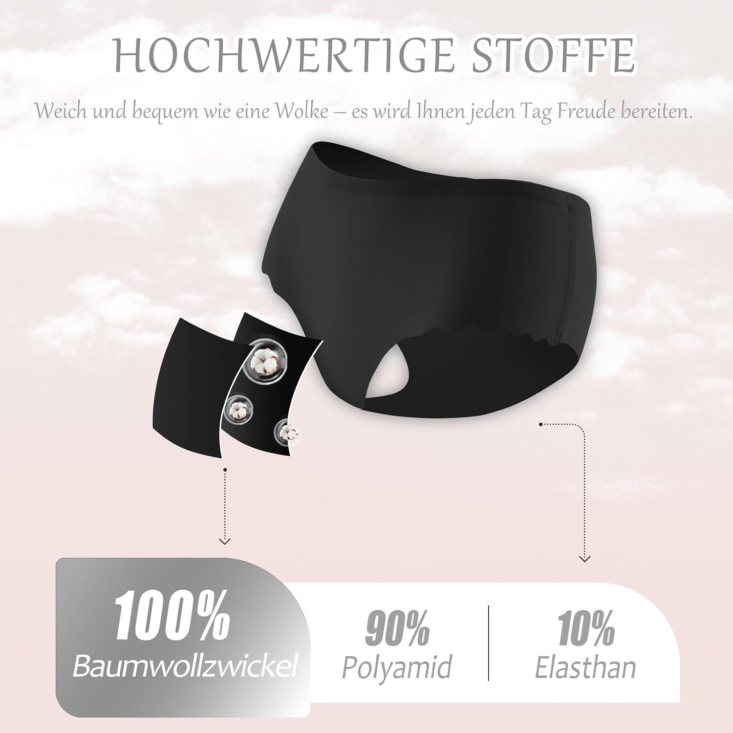 Detalle de Sth Big Damen Nahtlose High-Waist Slips – 6er Pack, Taillenslip ohne Abzeichnen