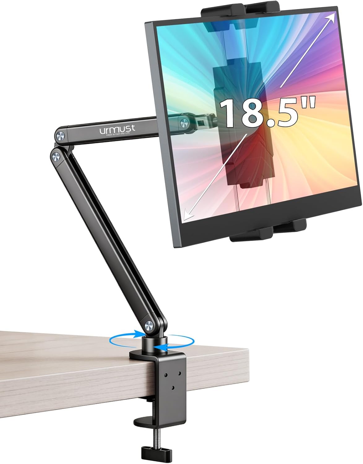 Detalle de Urmust Portable Monitor Stand: höhenverstellbarer Tablet- und Monitorständer mit 360° drehbarer Metallbasis