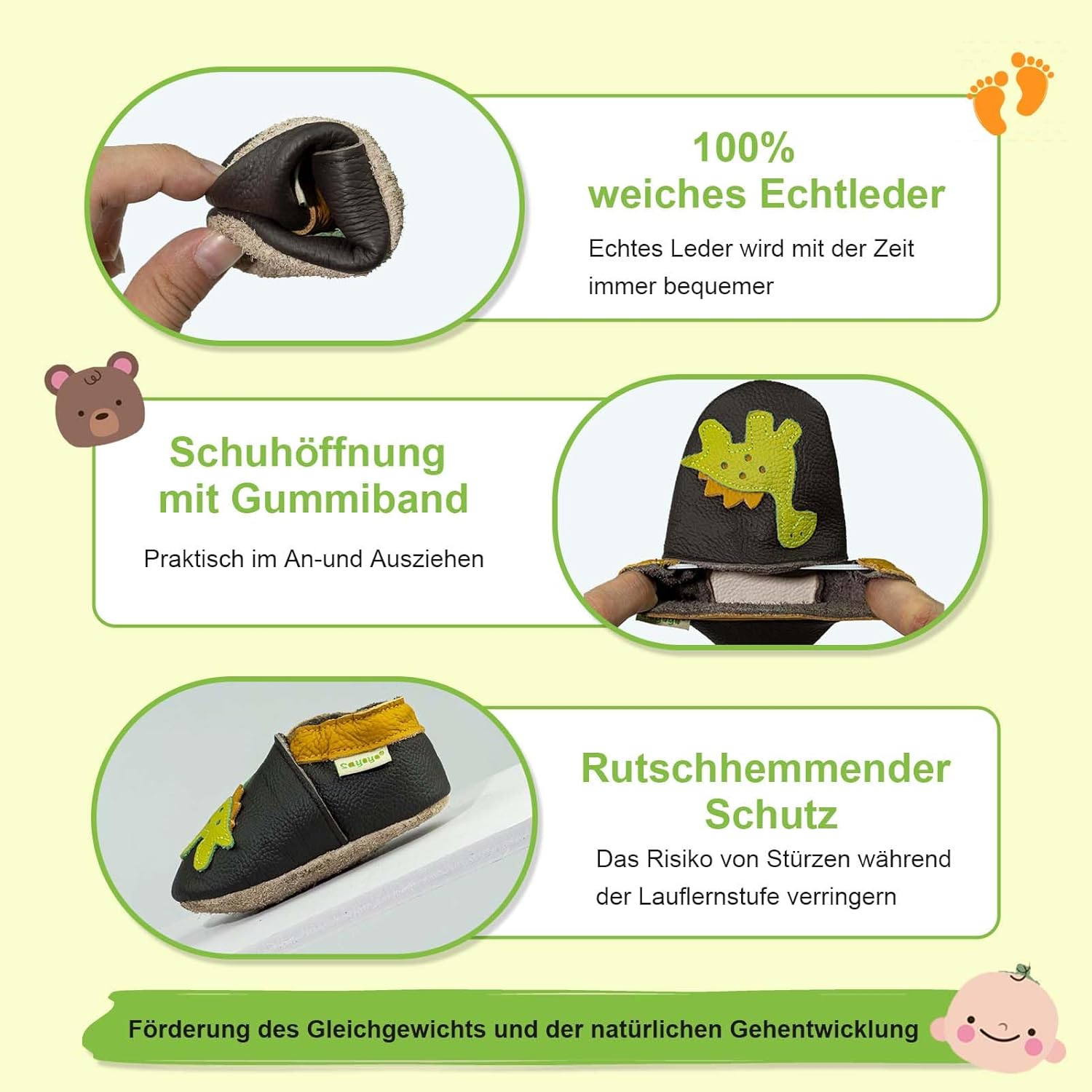 Thumbnail 3 de SAYOYO Weiche Leder Krabbelschuhe – sicherer Einstieg in die ersten Schritte
