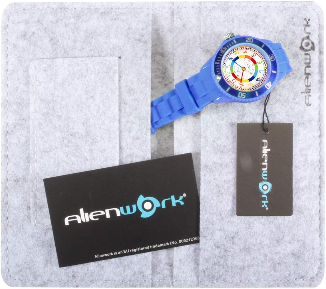 Detalle de Alienwork Kids Orologio di Apprendimento: lettura dell’ora con quadrante colorato e resistenza 5 ATM