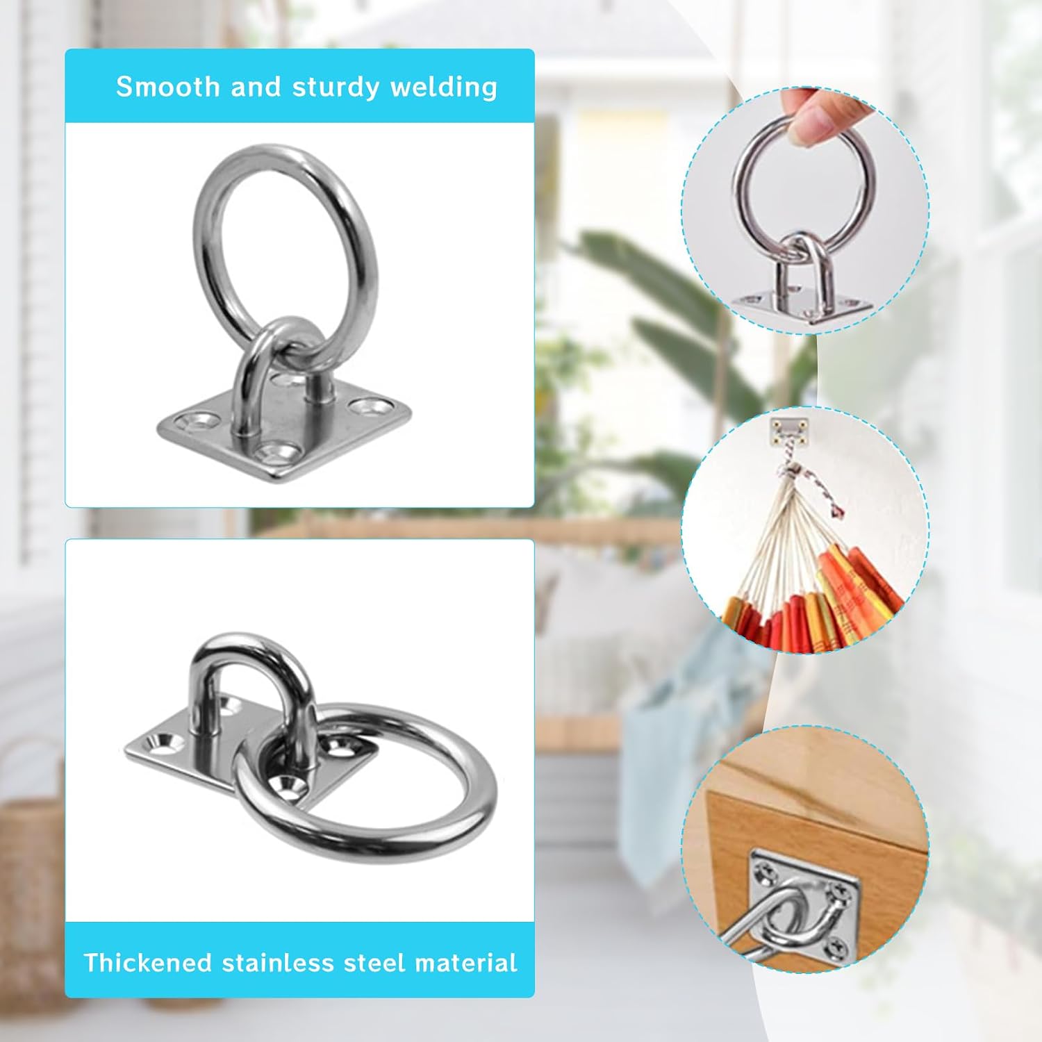 Thumbnail 2 de NIYATA 4-Piece Tie Rings for Horses (30 x 35mm) in 304 Stainless Steel
