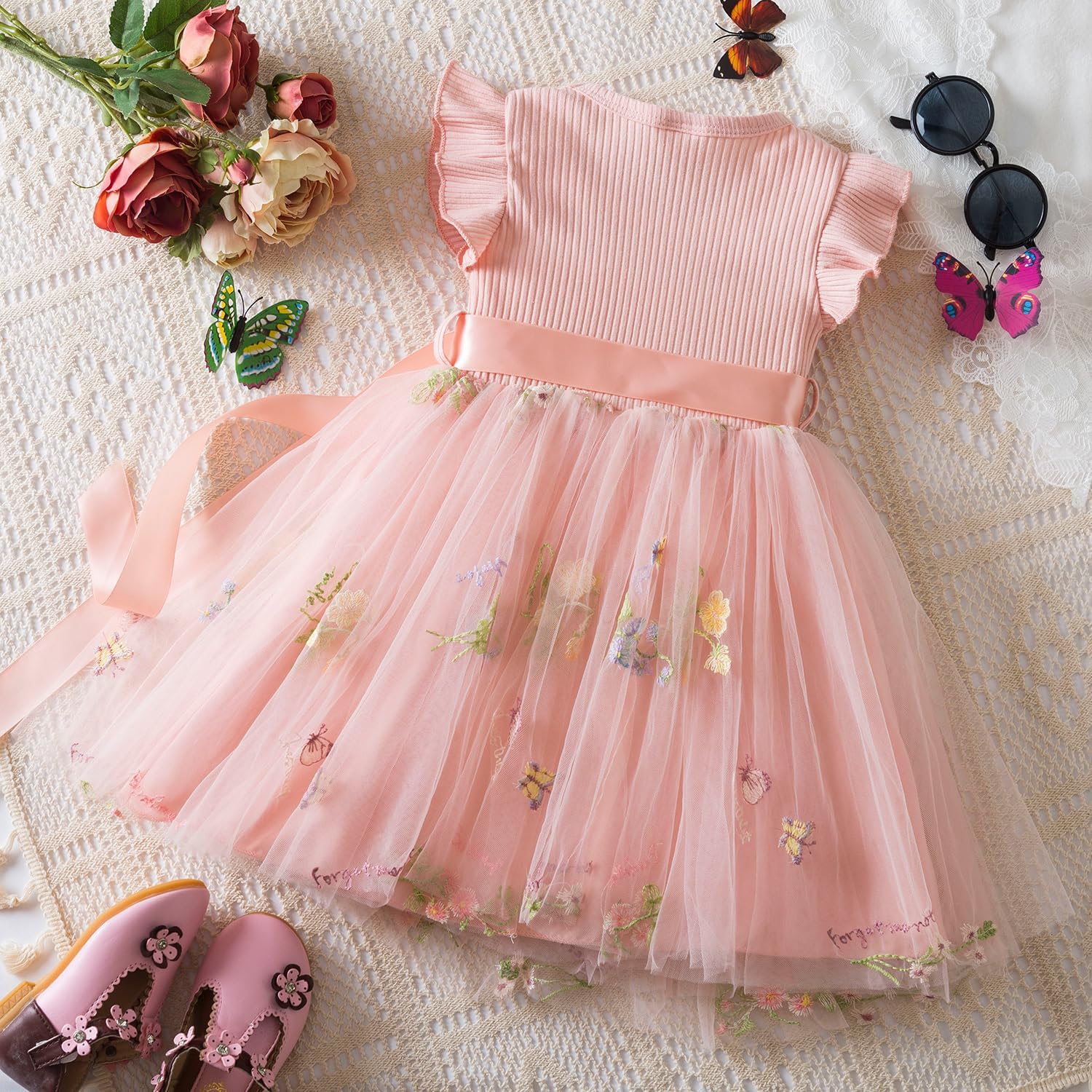Thumbnail 2 de NNJXD Baby Girl Flower Embroidery Tulle Dress – Elegant Toddler Party Dress