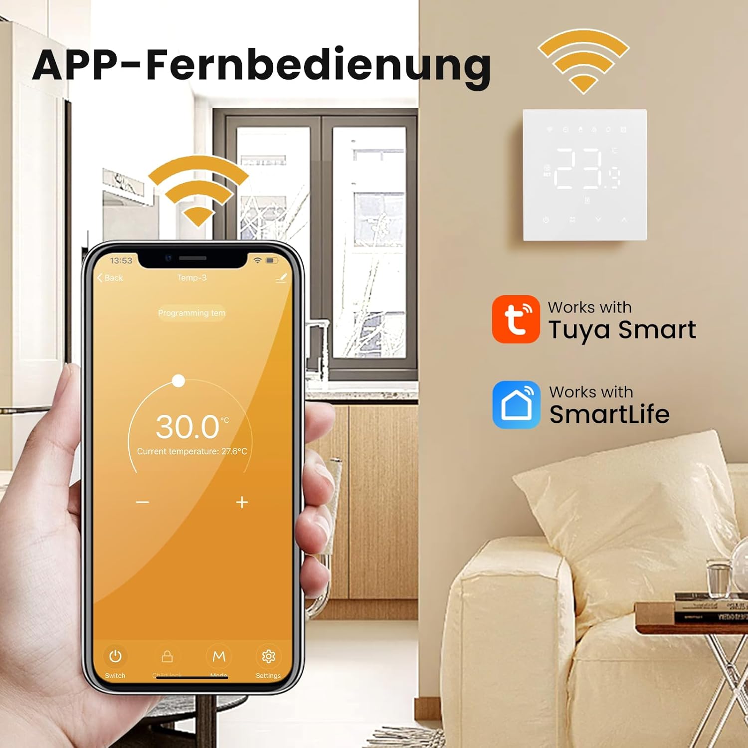 Detalle de MIUCDA Smart Thermostat FuĂbodenheizung Thermostat đĄ