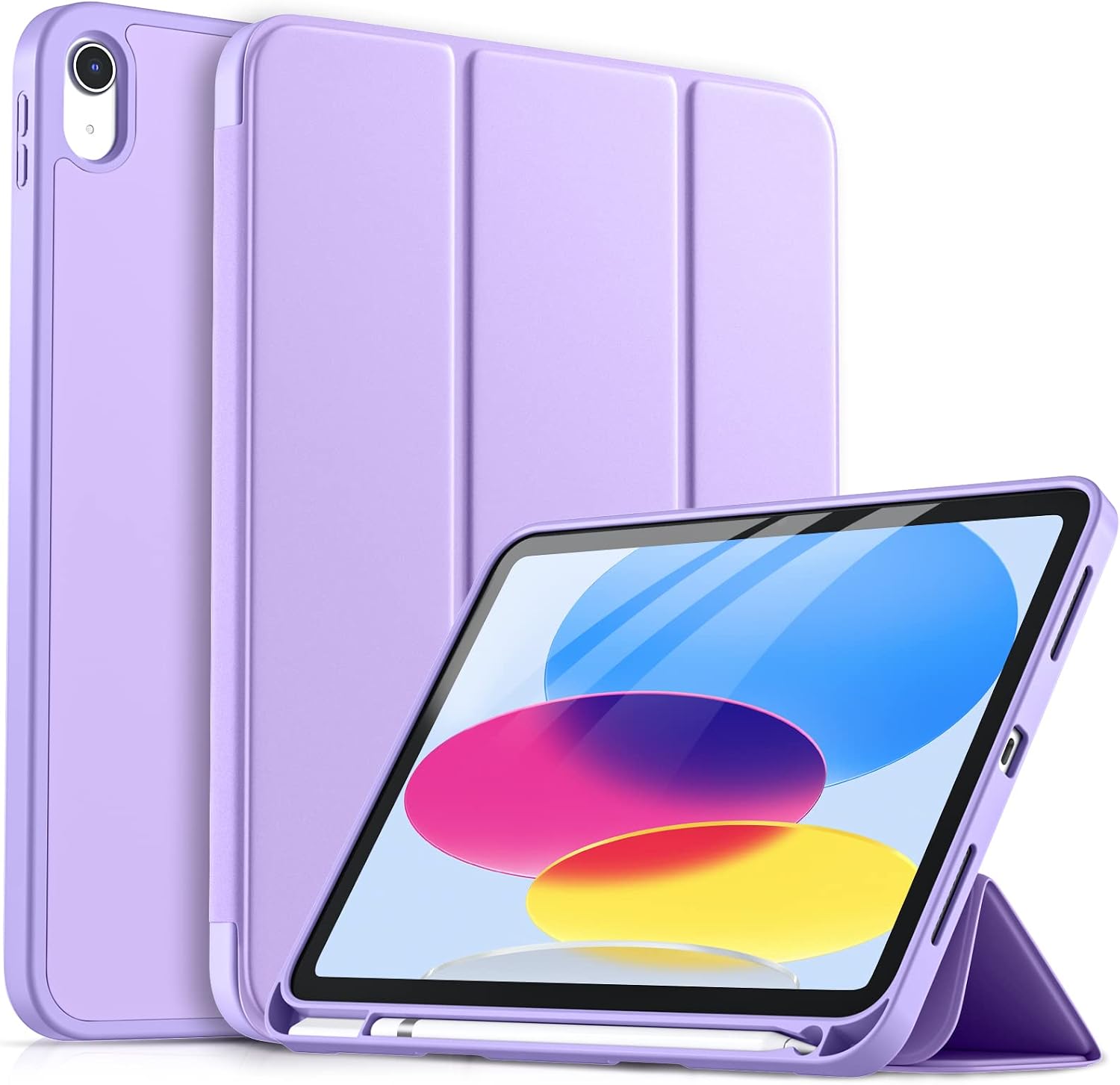 Detalle de drivego Hülle für iPad 11. Generation (A16 2025) & iPad 10.9 (2022) mit Stifthalter, Trifold-Ständer und Auto-Sleep/Wake – Lila