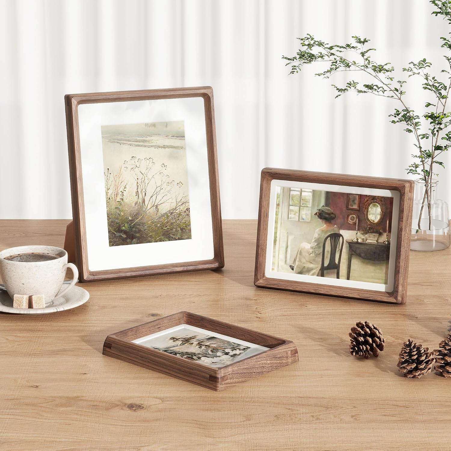 Thumbnail 2 de Fun Memories 5x7 Walnut Wood Picture Frame, Matted for 4x6 Photos