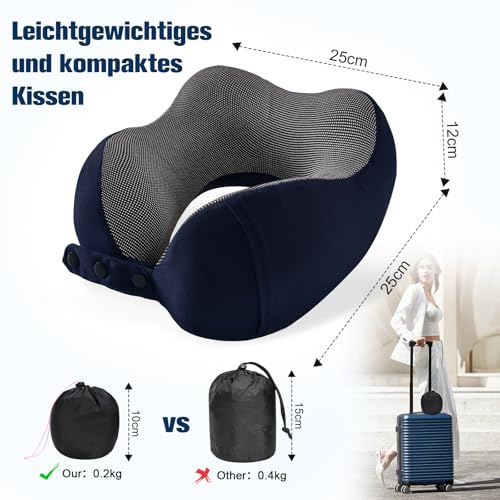 Thumbnail 6 de Cирorld Nackenkissen Flugzeug: Verstellbares Memory Foam Reisekissen mit Bambusbezug