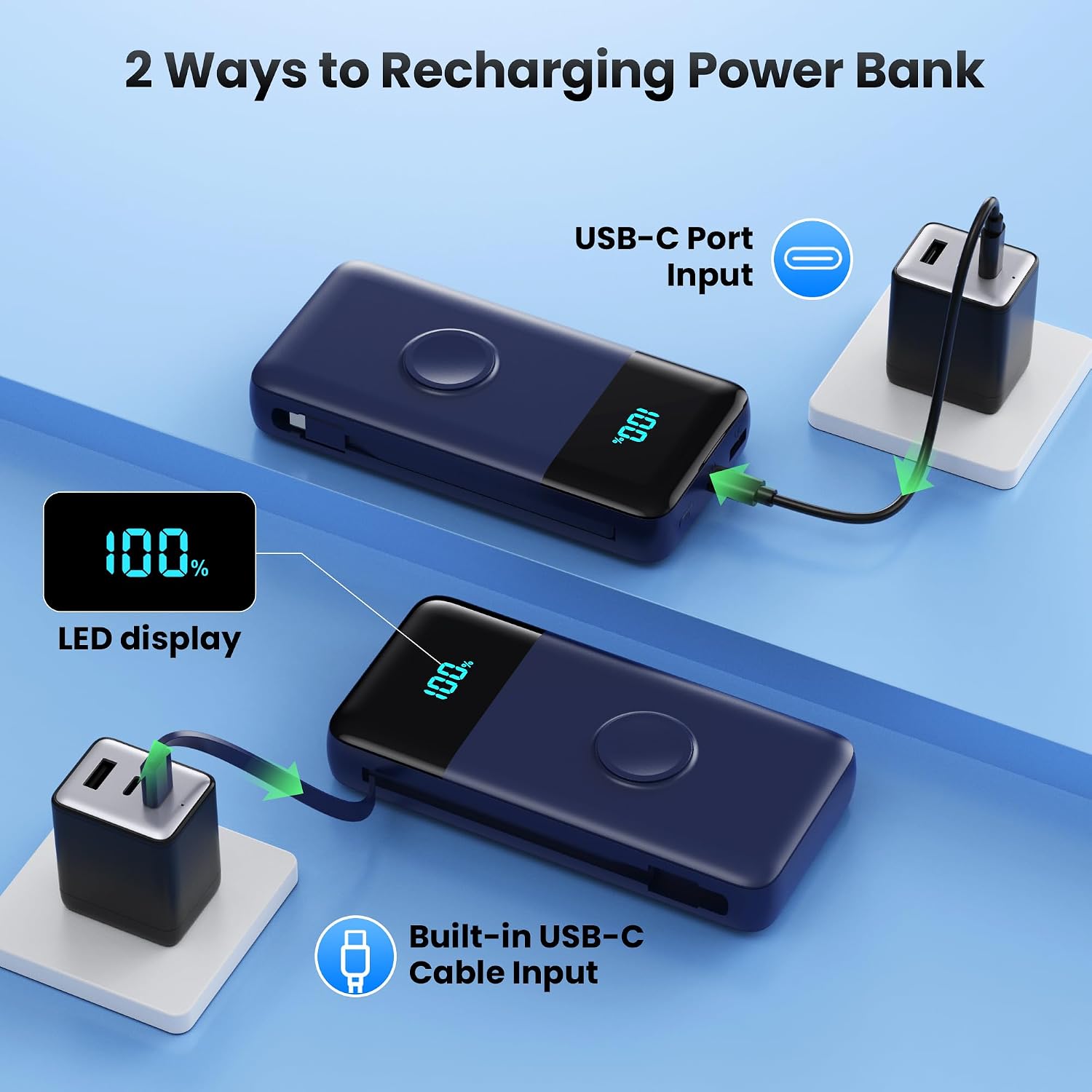 Thumbnail 5 de LanLuk T3 40,800mAh Power Bank with Built-In Cables and 25W USB-C Charging