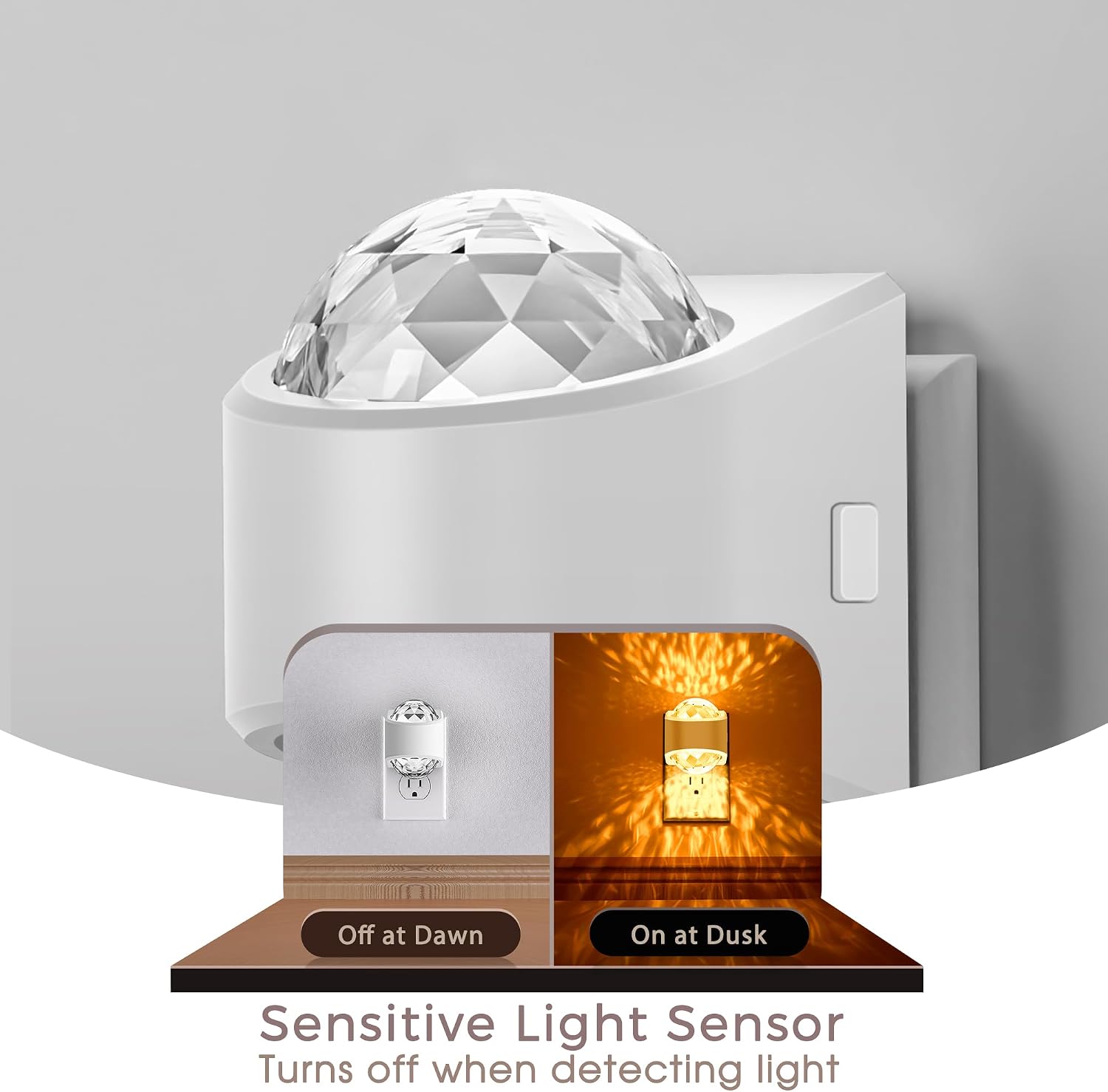Detalle de Briignite Color-Changing Projector Night Light, 3CCT, Dusk-to-Dawn Sensor, 2-Pack