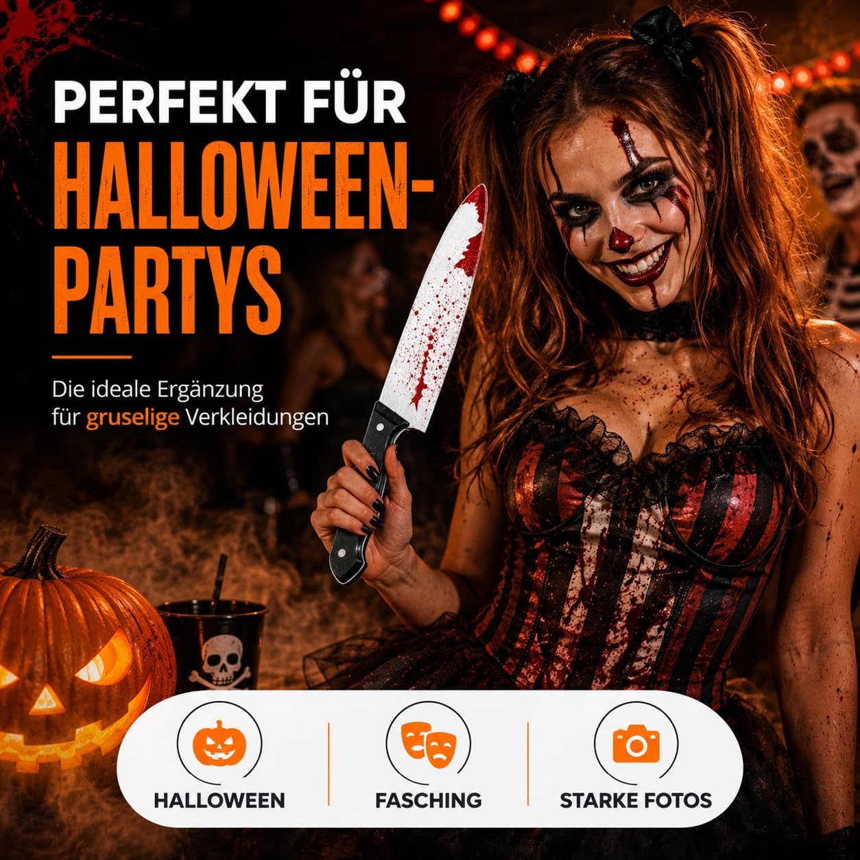 Detalle de TK Gruppe Timo Klingler 6695K – sztuczny nóż na Halloween, ok. 34 cm