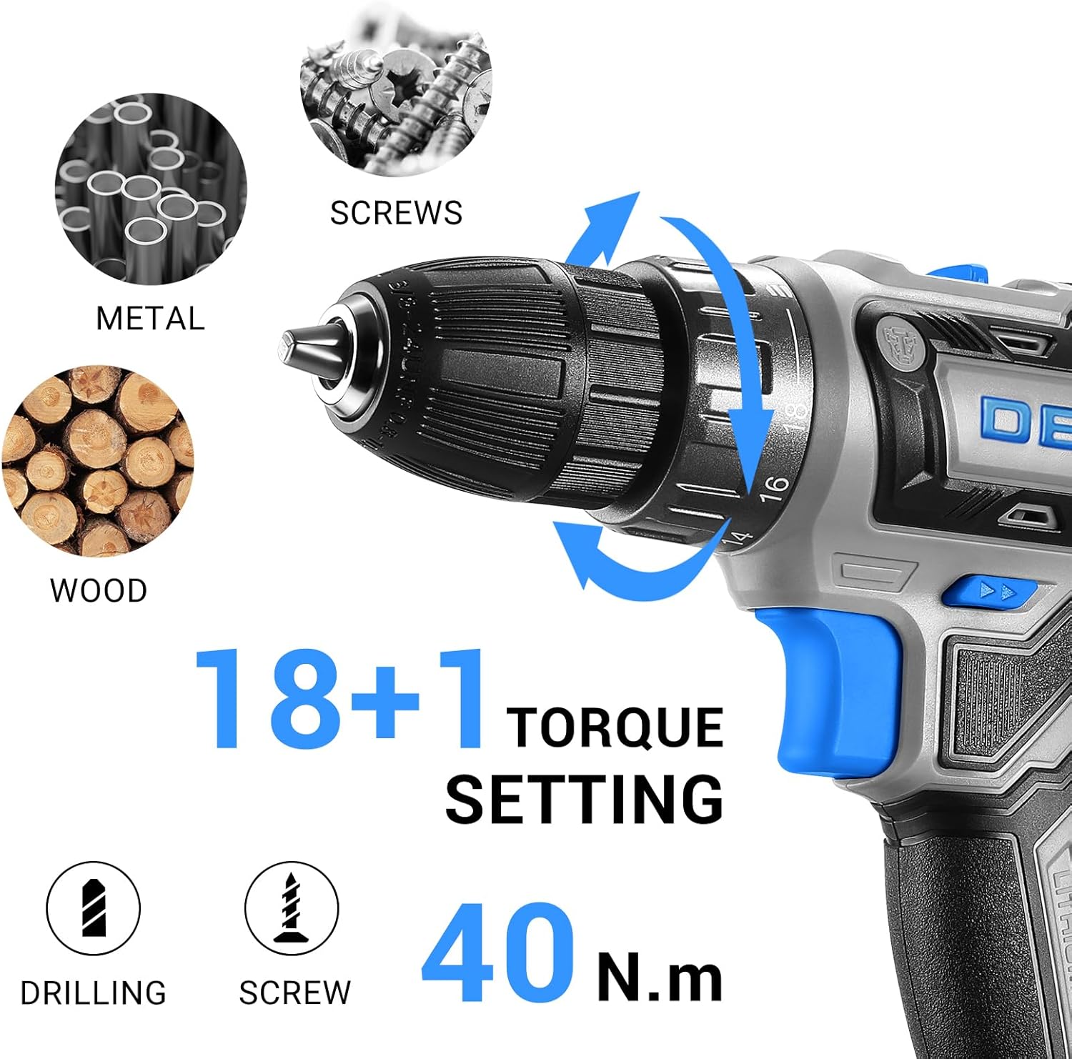 Thumbnail 4 de DEKOPRO 20V Cordless Drill Kit for Women — Portable, Practical Power Drill with Battery and Charger