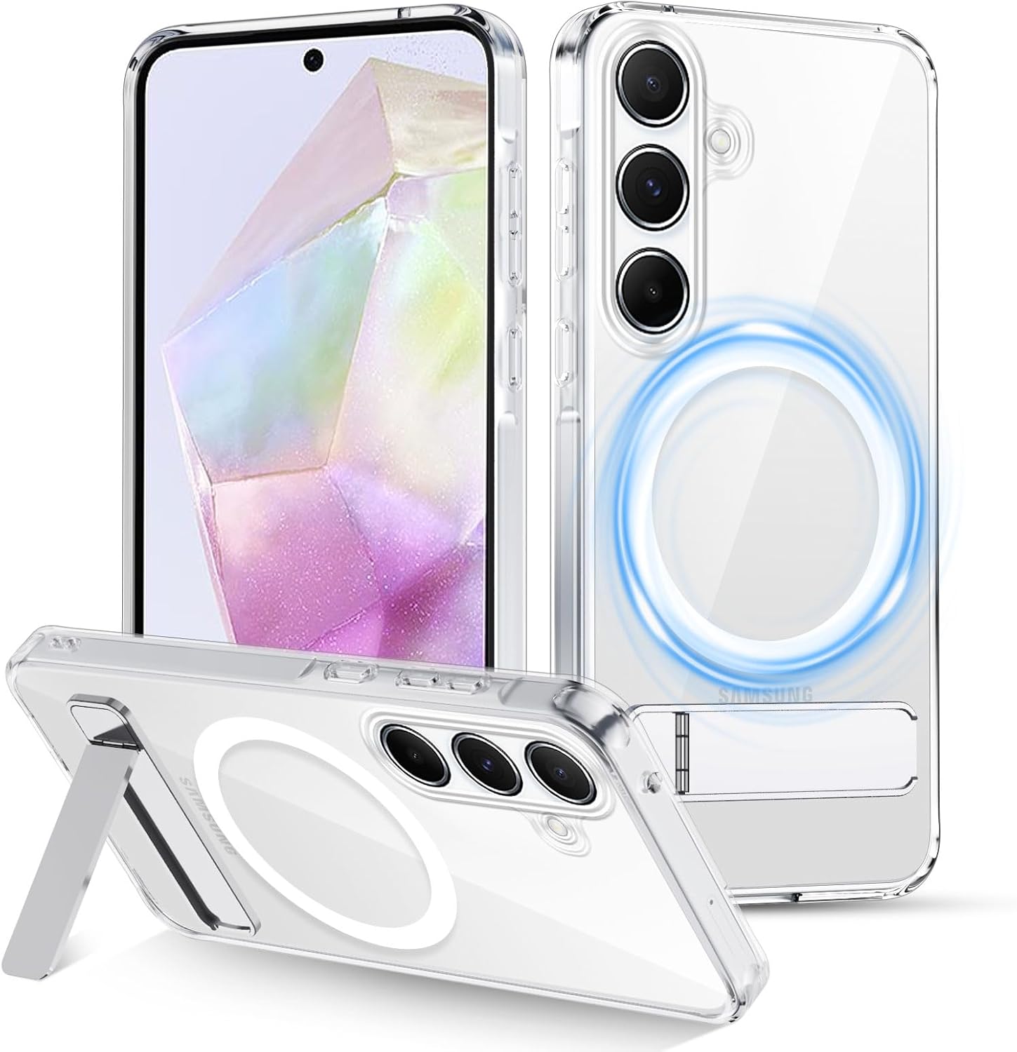 XTCASE Coque magnétique avec support Invisible pour Samsung Galaxy A17 5G/4G – Transparente, robuste et polyvalente