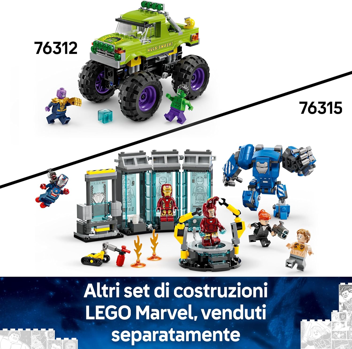 Thumbnail 6 de LEGO Marvel Truck di Hulk contro Thanos (76312): camion giocattolo costruibile per fan degli Avengers