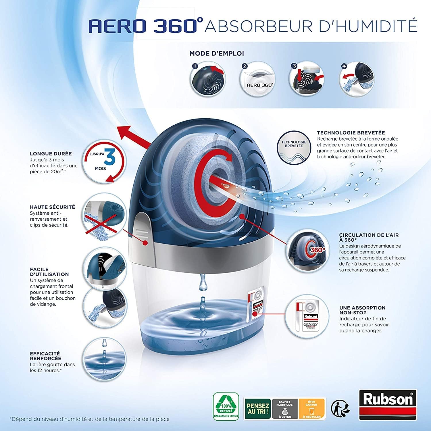 Thumbnail 5 de Rubson AERO 360 Recharges en tabs neutres et Absorbeur d'humidité pour pièce de 20 m²