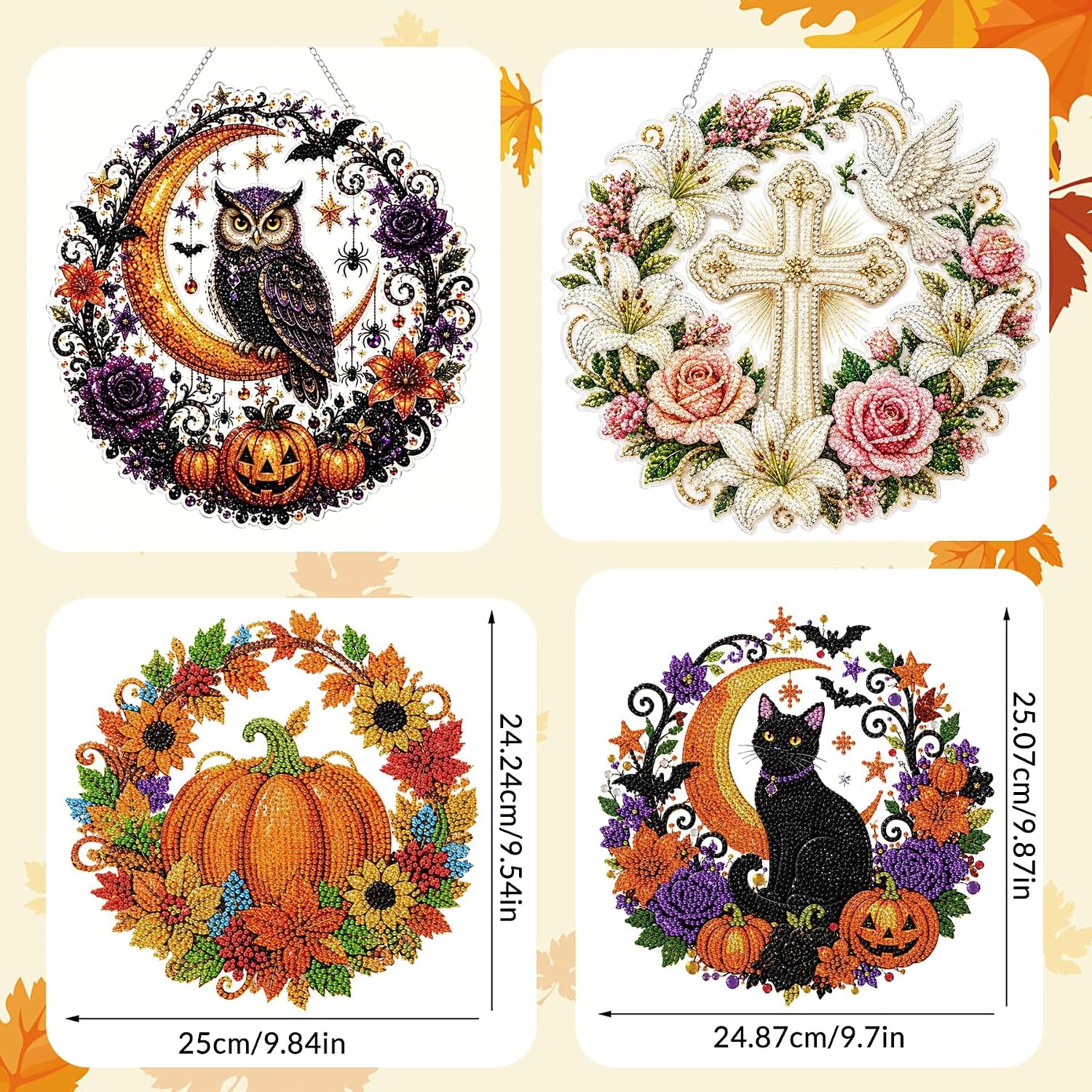 Thumbnail 6 de AYTHSRIC Halloween Diamond Art Hanging Kit, A5 Acrylic 5D Crystal Decor