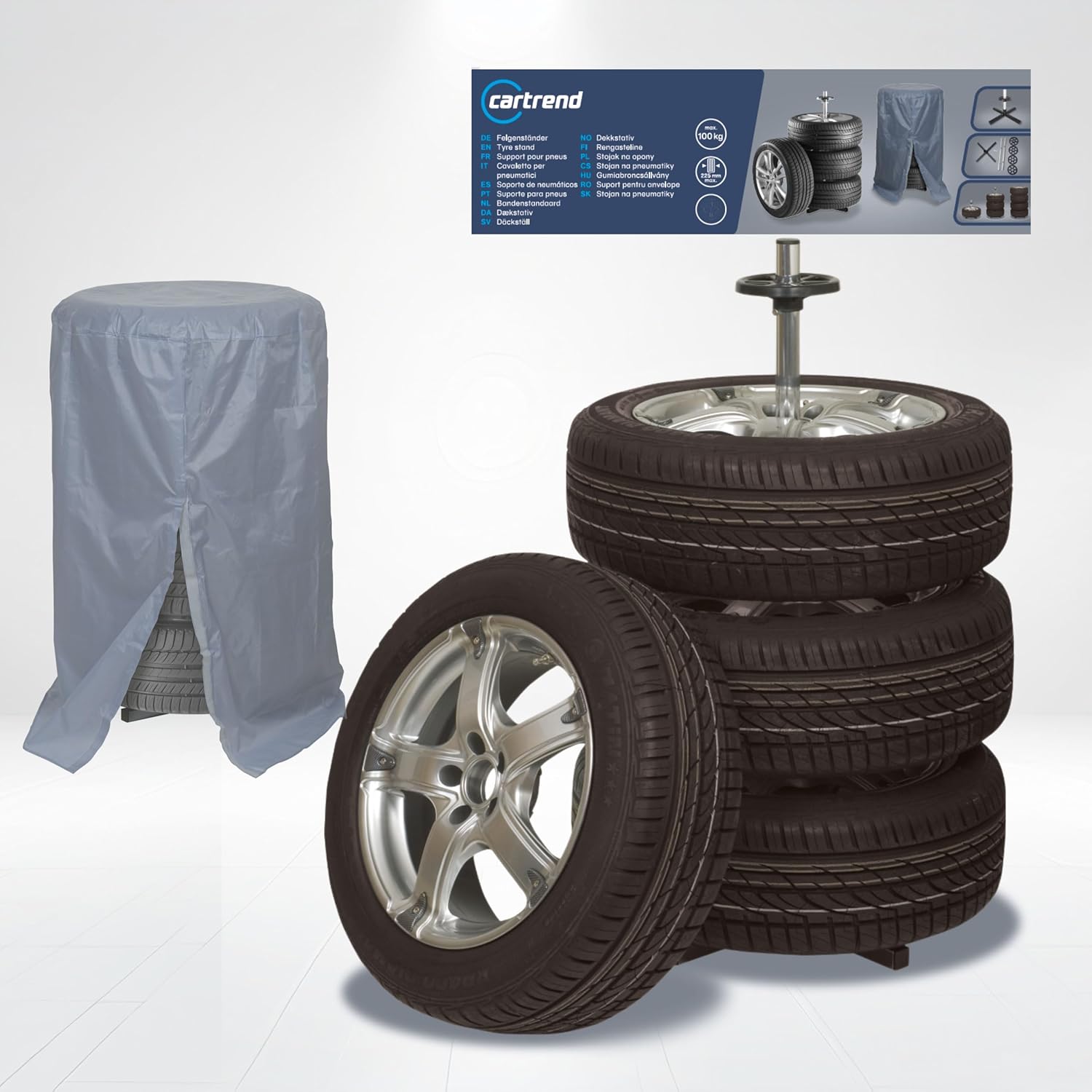 Thumbnail 5 de cartrend Felgenständer mit Reifenschutzhülle –Freistehende Reifenaufbewahrung bis 225 mm Breite