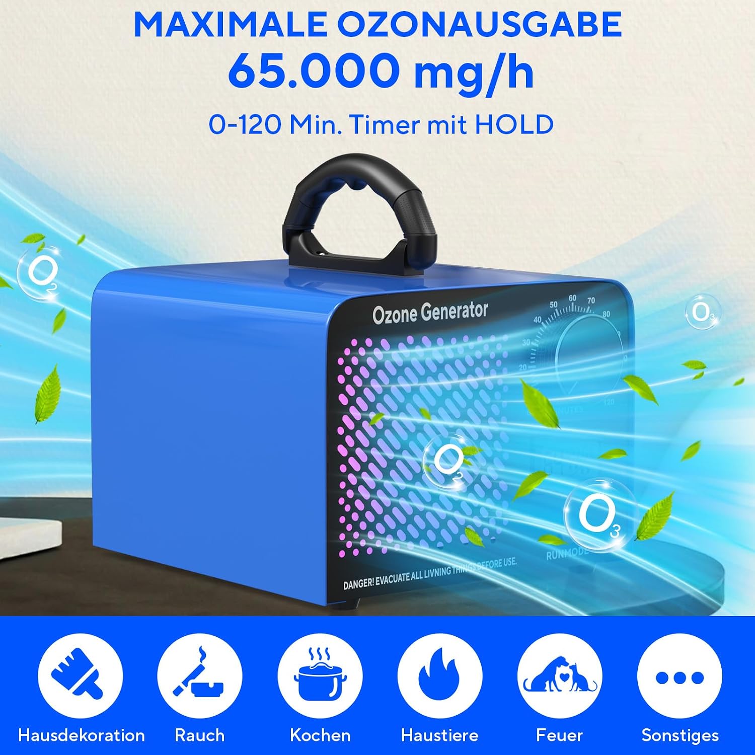Detalle de Ozongenerator 65.000 mg/h – Industrieller Ozonisator für Räume bis 300 m²