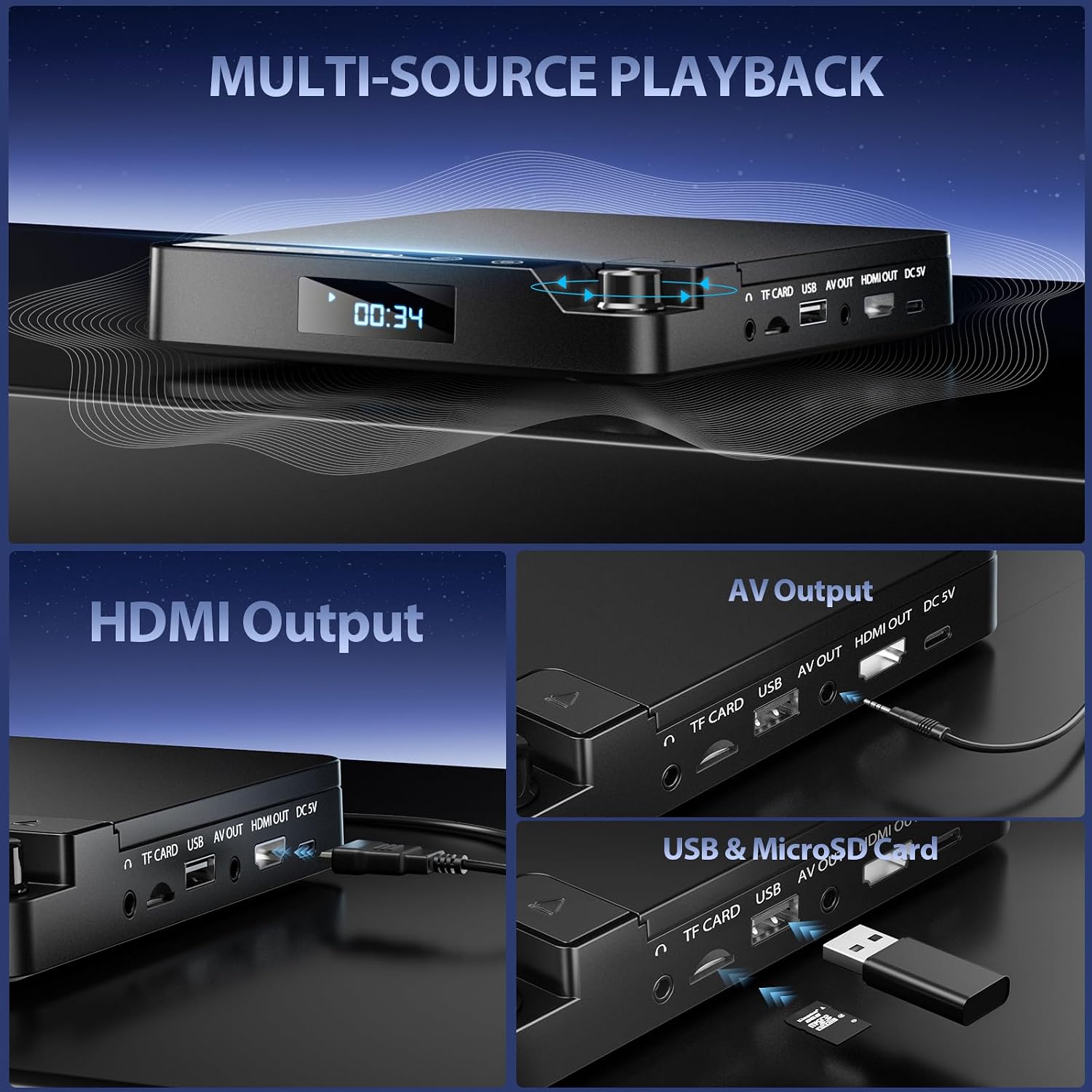 Thumbnail 2 de Desobry Mini DVD Player for TV: All-Region, 1080P HDMI, Ultra-Compact & Travel‑Ready