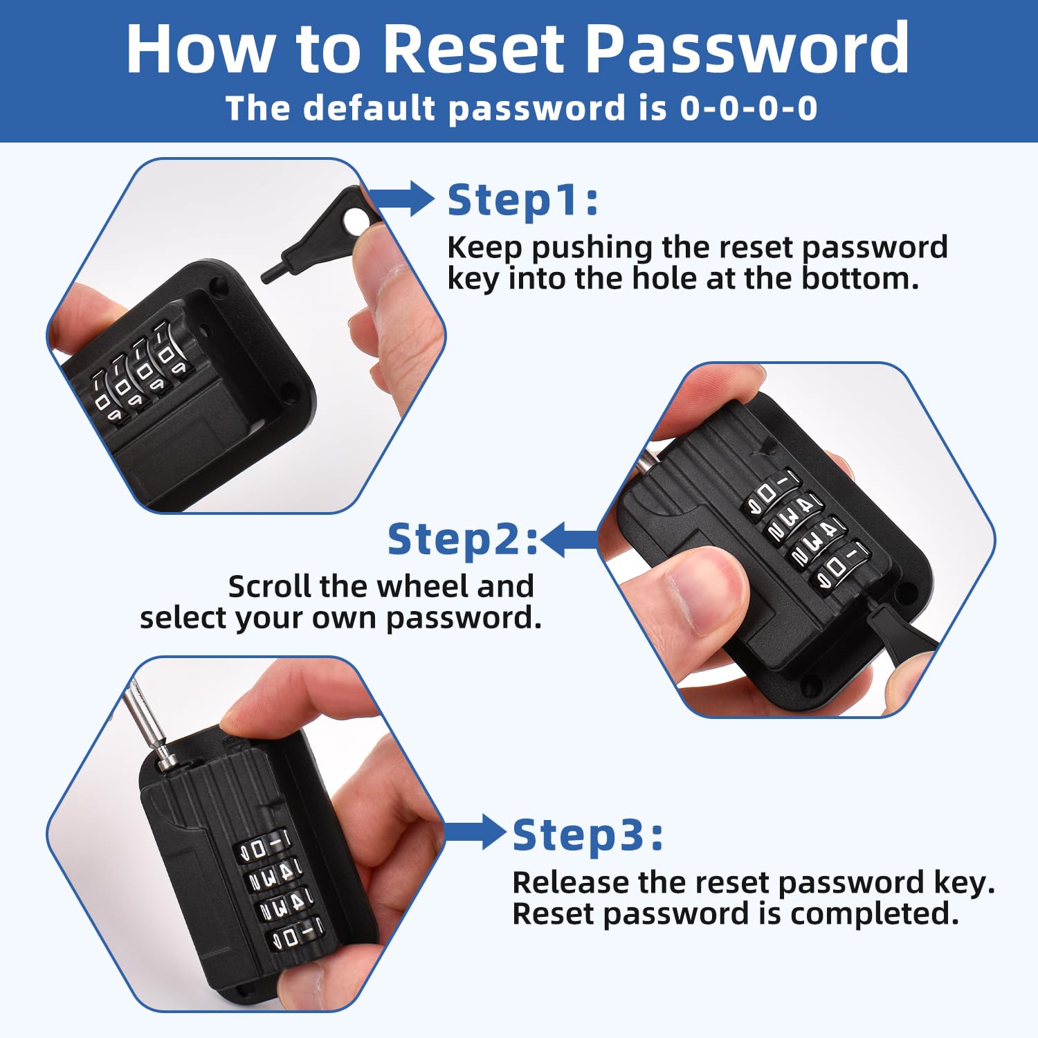 Detalle 1 de RORMGO Refrigerator Locks, 4-Digit Combination, Adhesive, 2-Pack