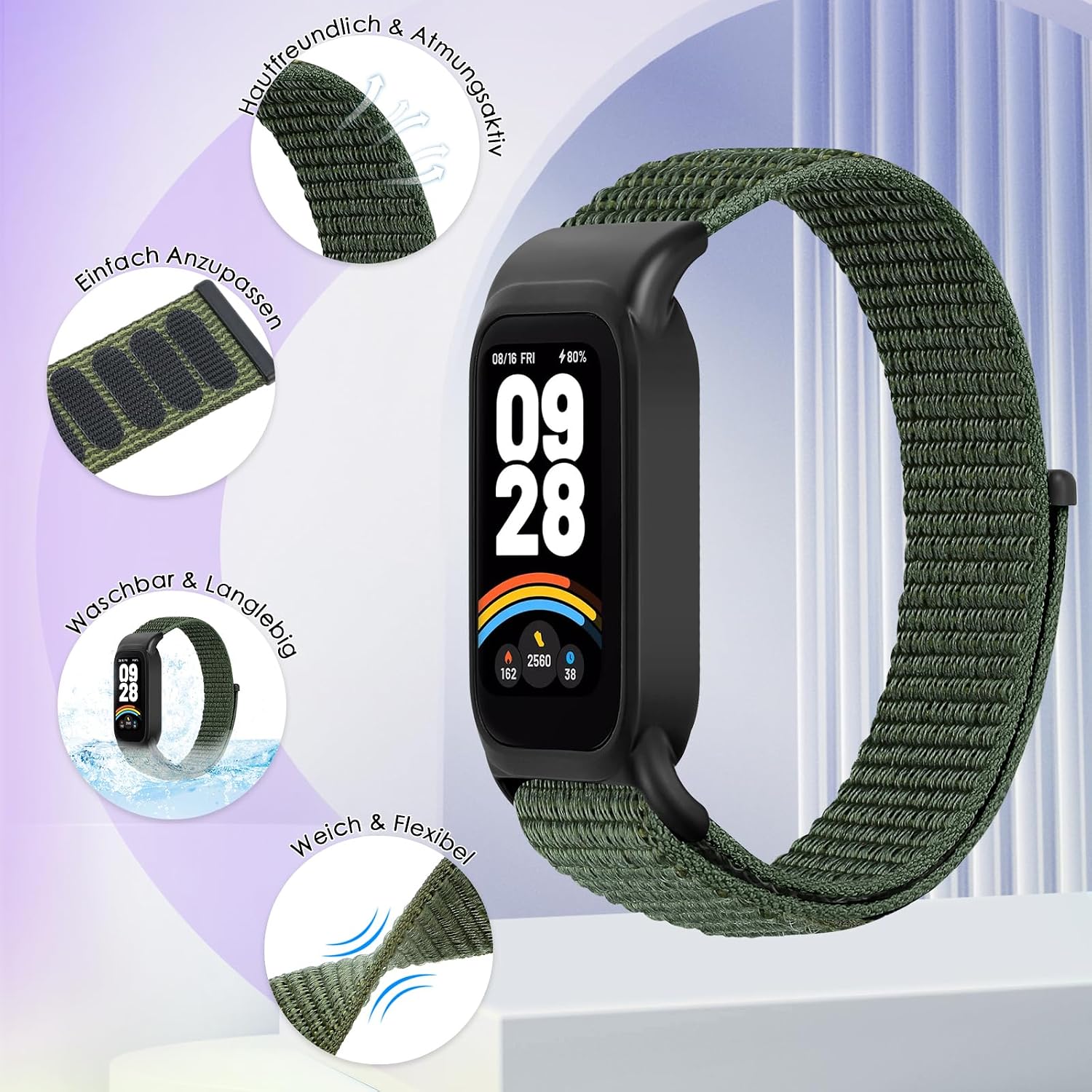 Detalle 2 de Nylon Sportarmband für Smart Band 9 Active