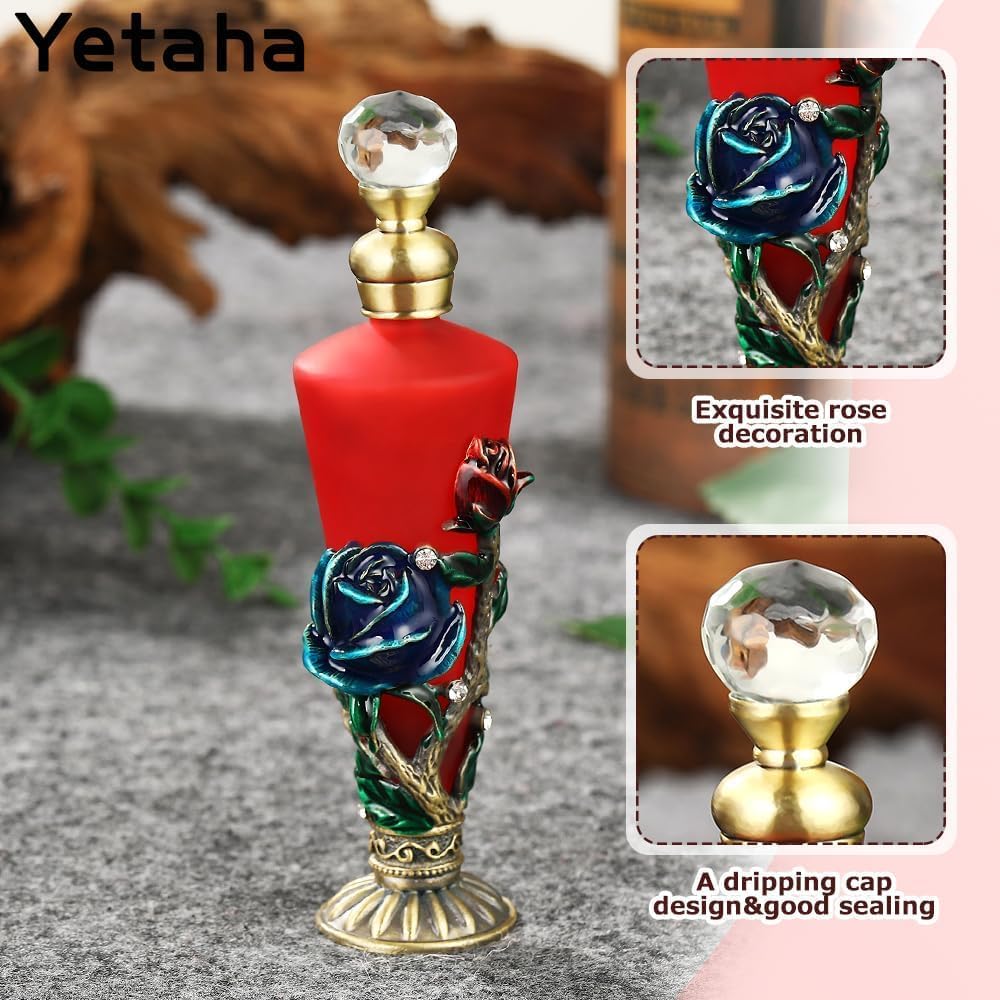 Detalle de Yetaha Vintage Glass Perfume Bottles: Elegant 30ml Crystal Dropping Bottles for Home Décor