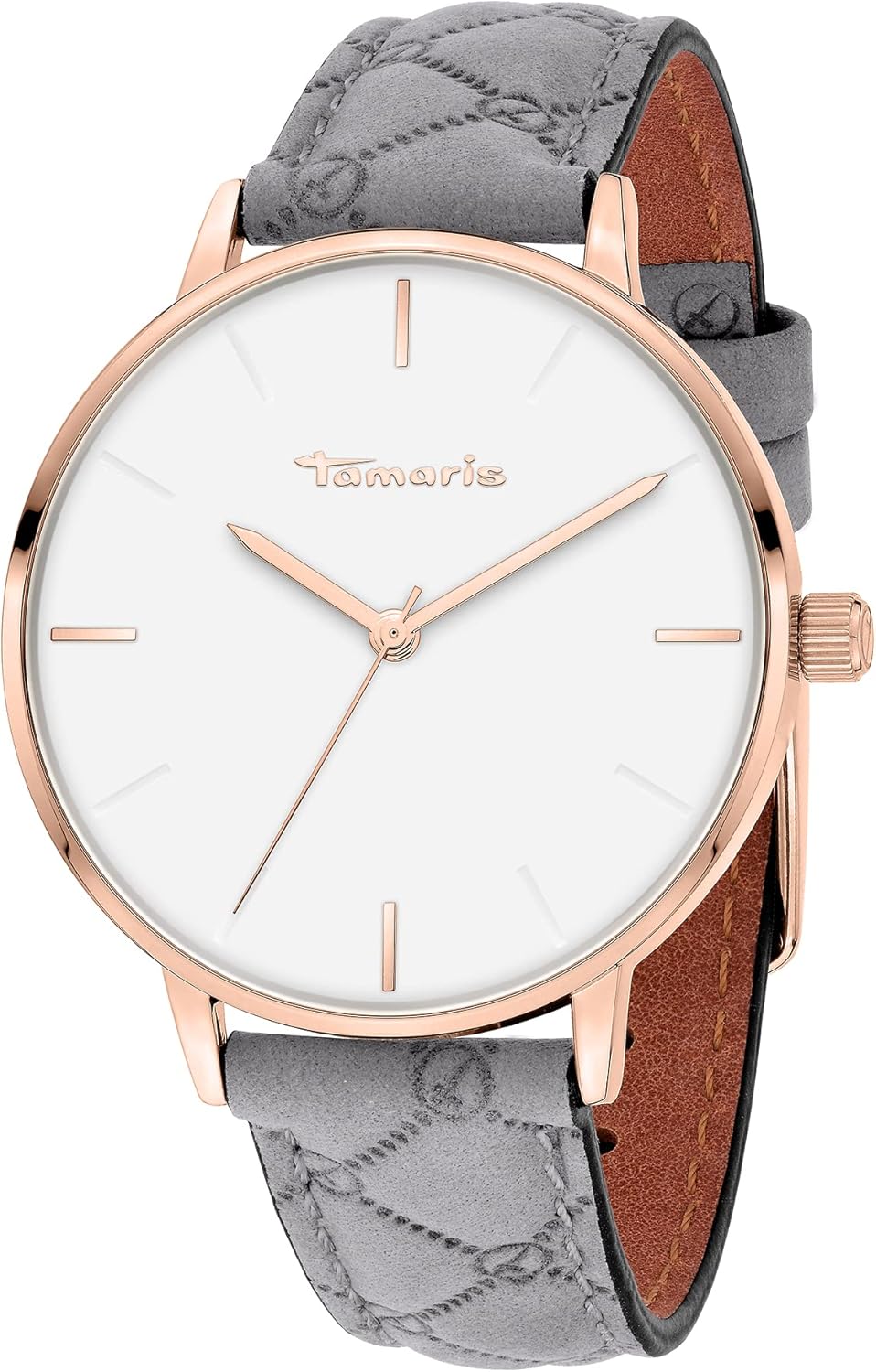 Detalle de Tamaris Damenuhr mit Lederband – klassisch-modern, 36 mm Gehäuse