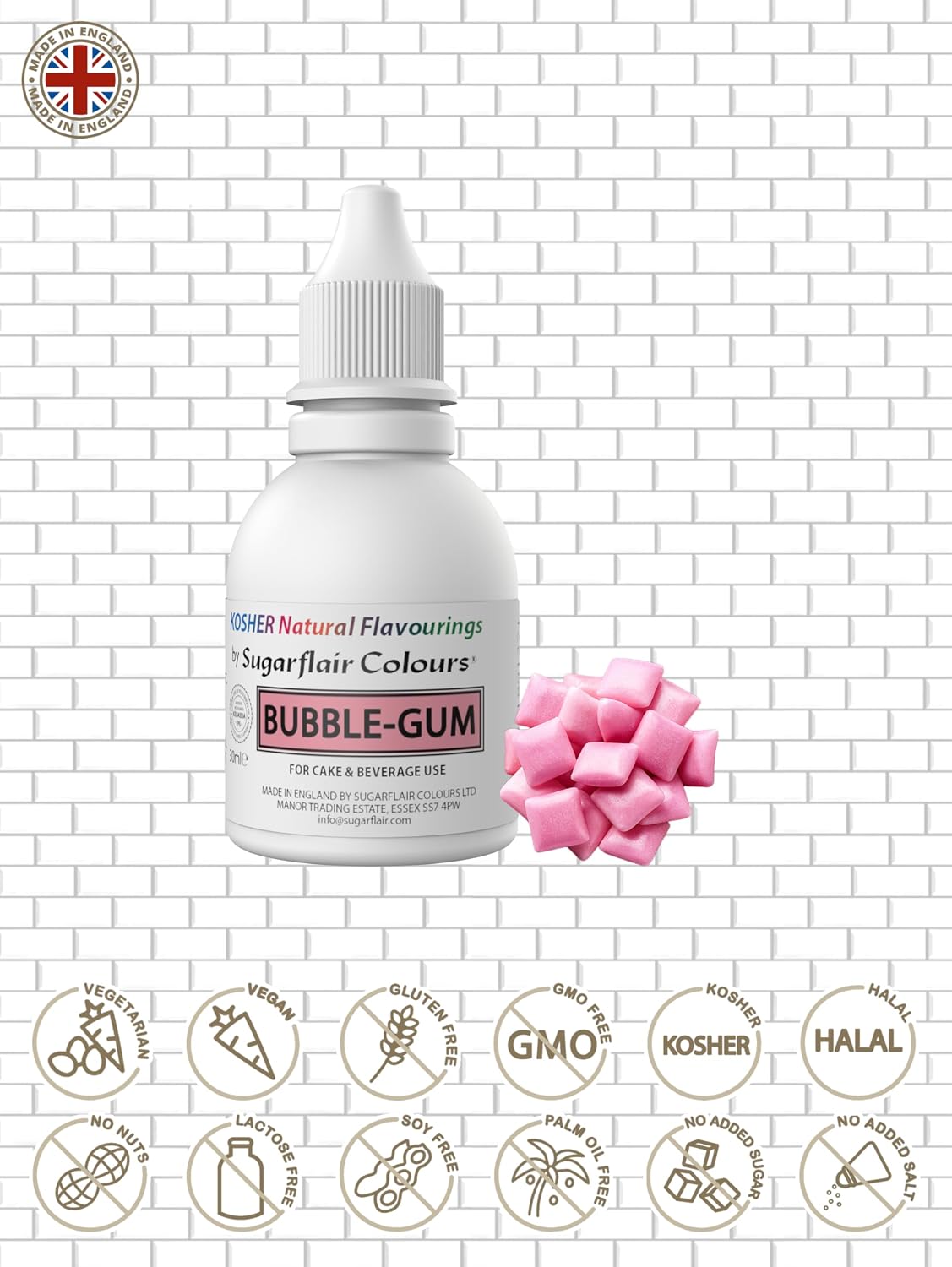 Thumbnail 1 de Sugarflair 100% Natural Flavour Estratto di Bubble Gum – Aroma Naturale per Dolci, 30 ml
