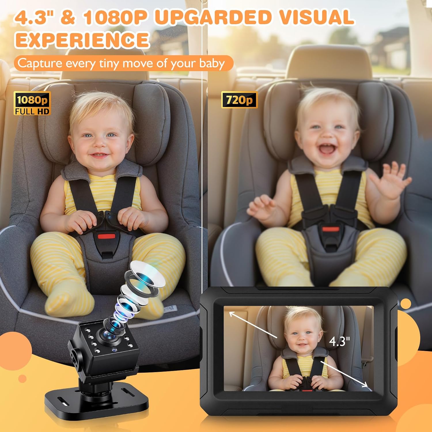 Thumbnail 2 de Zacro Baby Car Camera HD 1080P Car Mirror 4.3'' Display