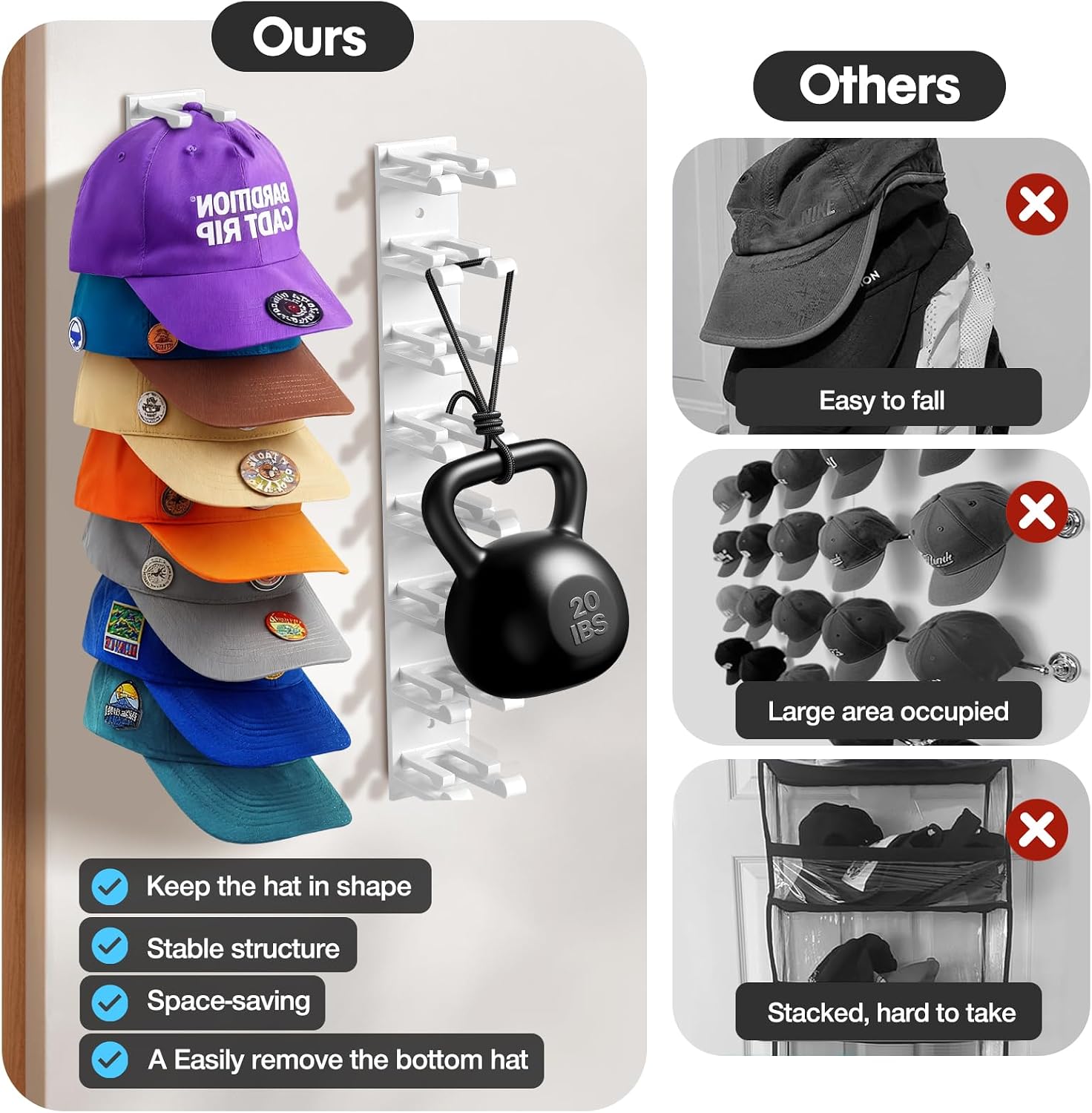 Thumbnail 4 de Hat Organizer for Baseball Caps, 2-Pack