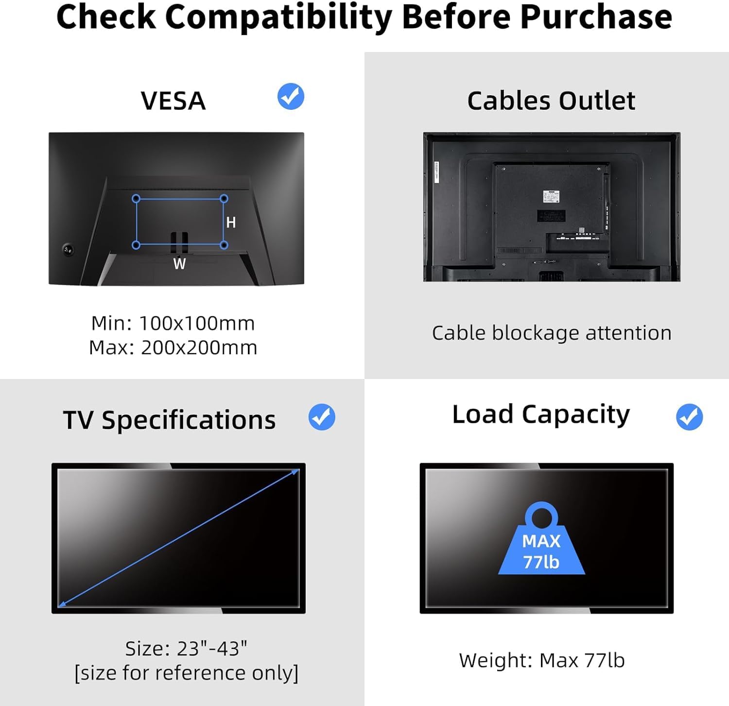 Detalle de Suptek MC3260 Supporto TV da soffitto regolabile 23–43" con VESA fino a 200x200 e carico 35 kg