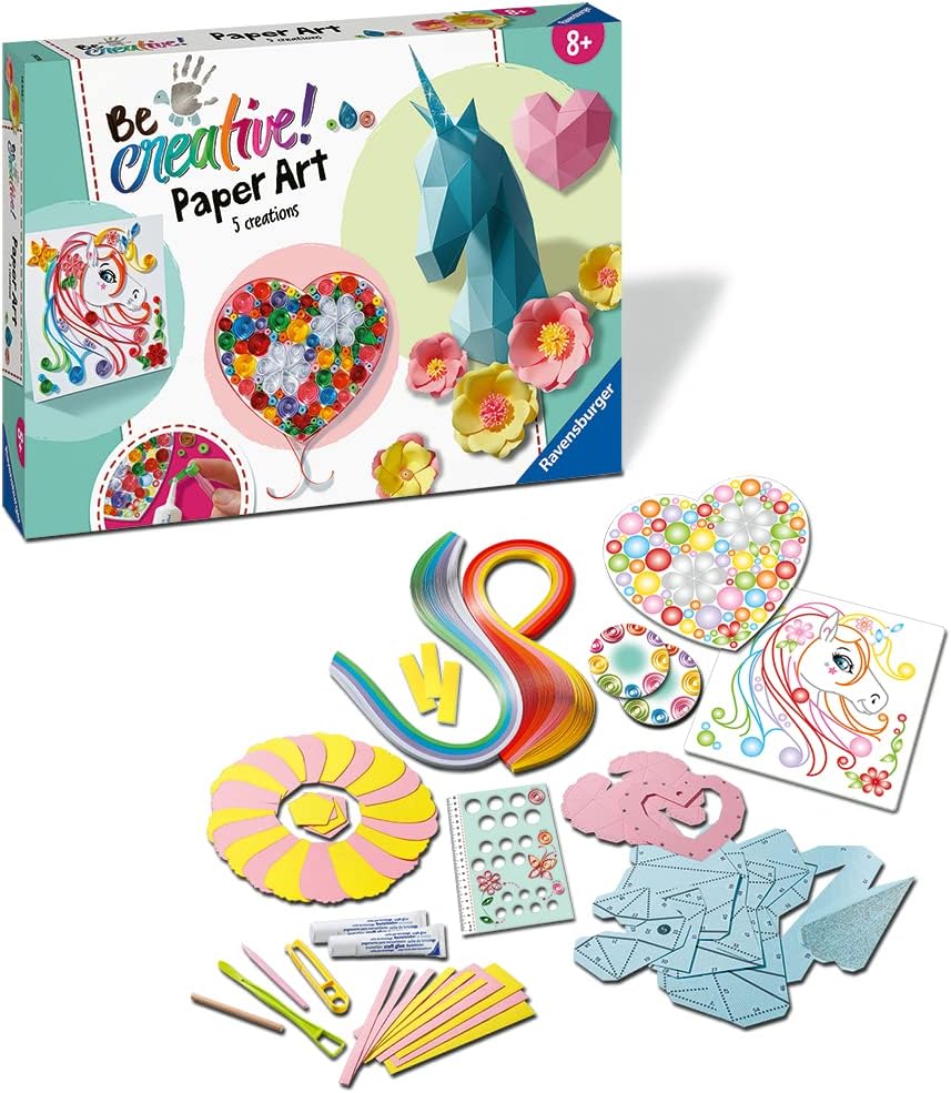 Thumbnail 1 de Ravensburger BeCreative Paper Art Flower & Unicorn Bastelset (ab 8 Jahren) – Papierfiguren zum Selbermachen