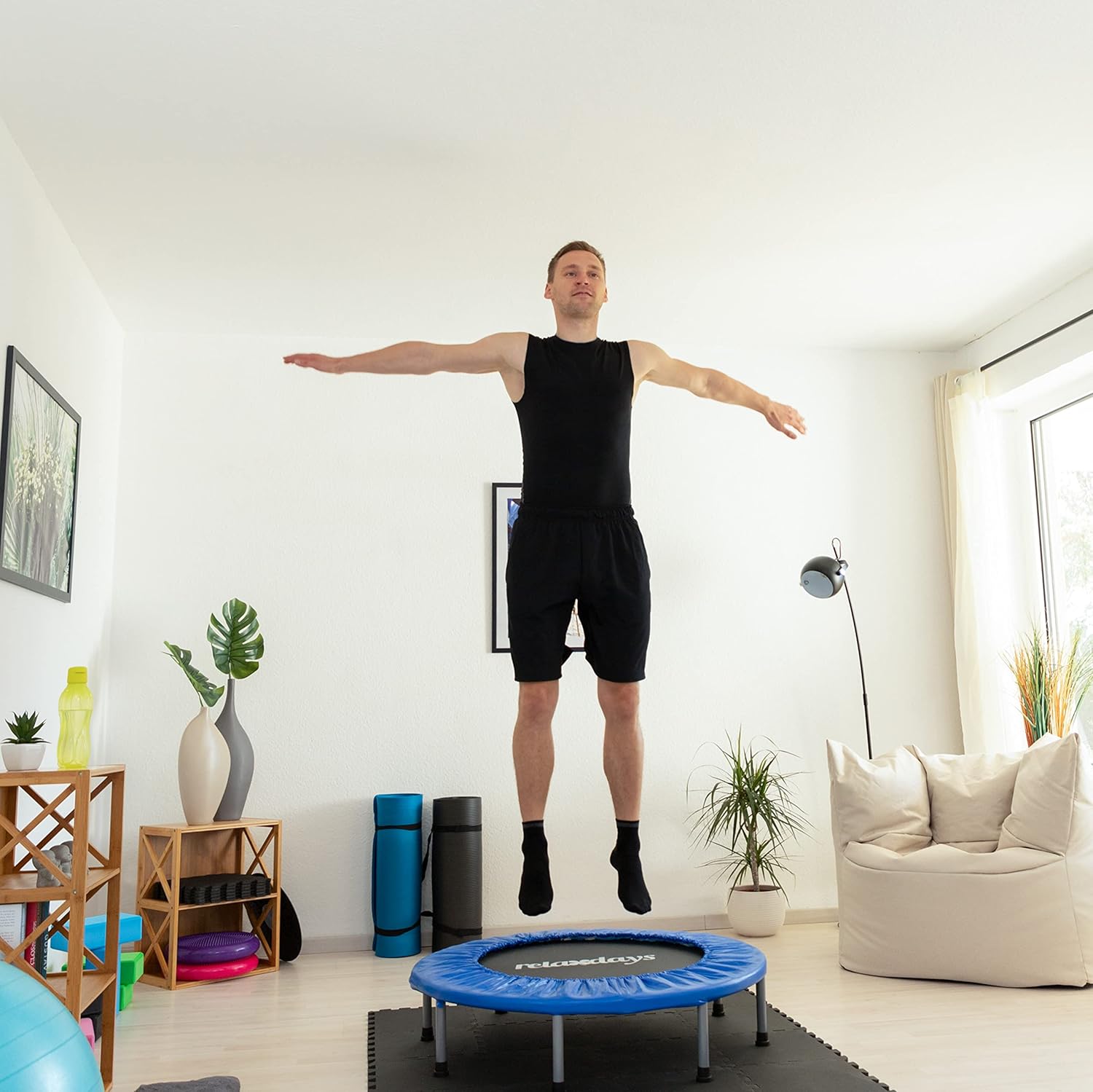 Thumbnail 1 de Relaxdays Cama Elástica Fitness Plegable Interior 22x95x95 cm