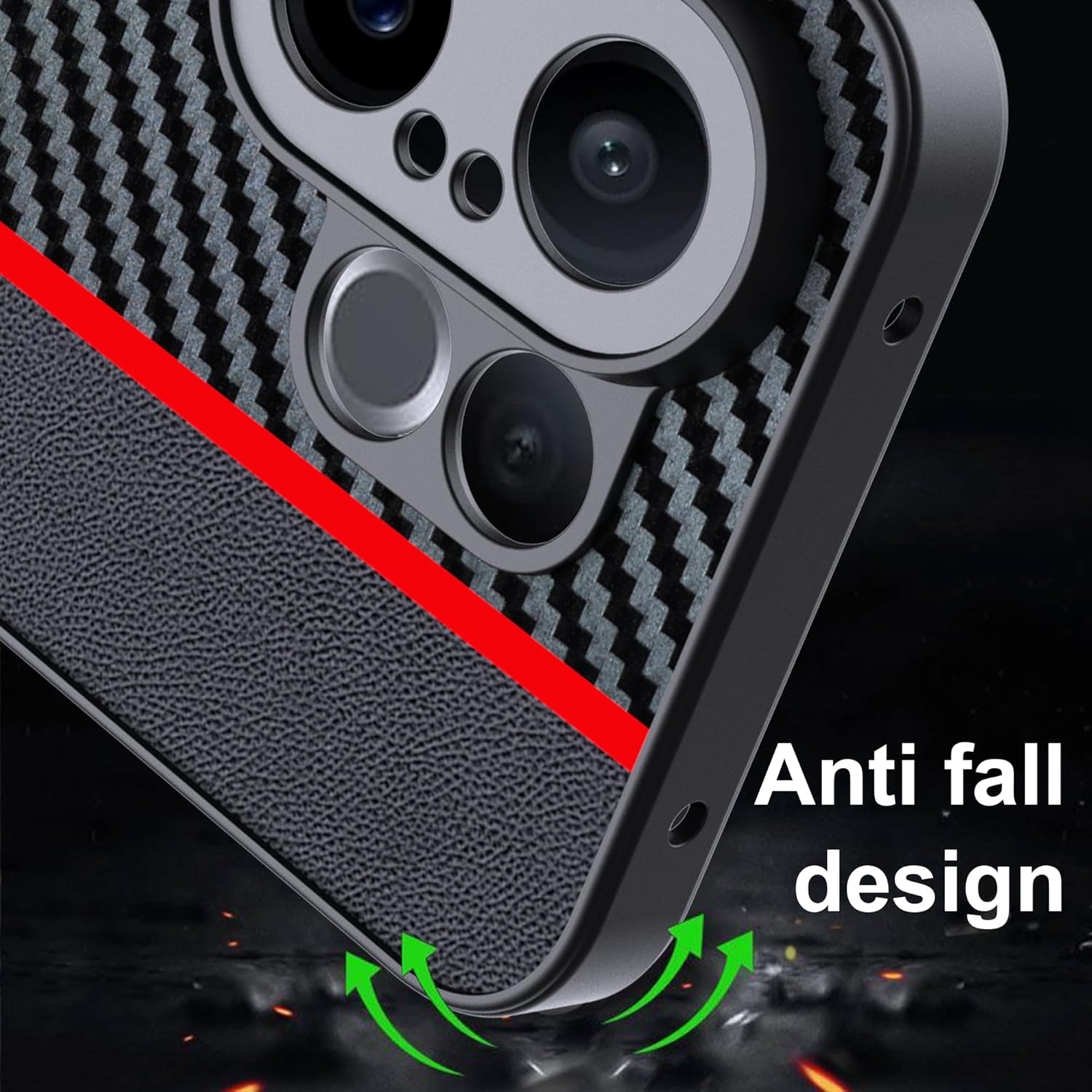 Thumbnail 4 de FDHYFGDY Hülle für Vivo X200 FE – Schutzhülle aus Carbonfaser, wasserdicht & stoßfest (Case Rot/Schwarz)