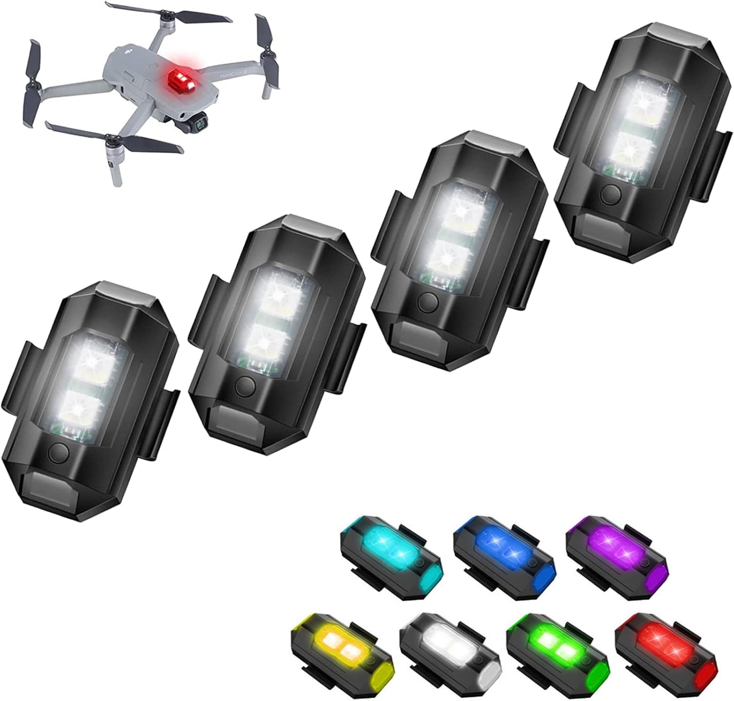 Detalle de Indrnif SY-01151-CX – 4 lampki stroboskopowe LED do drona, 7 kolorów, USB-C