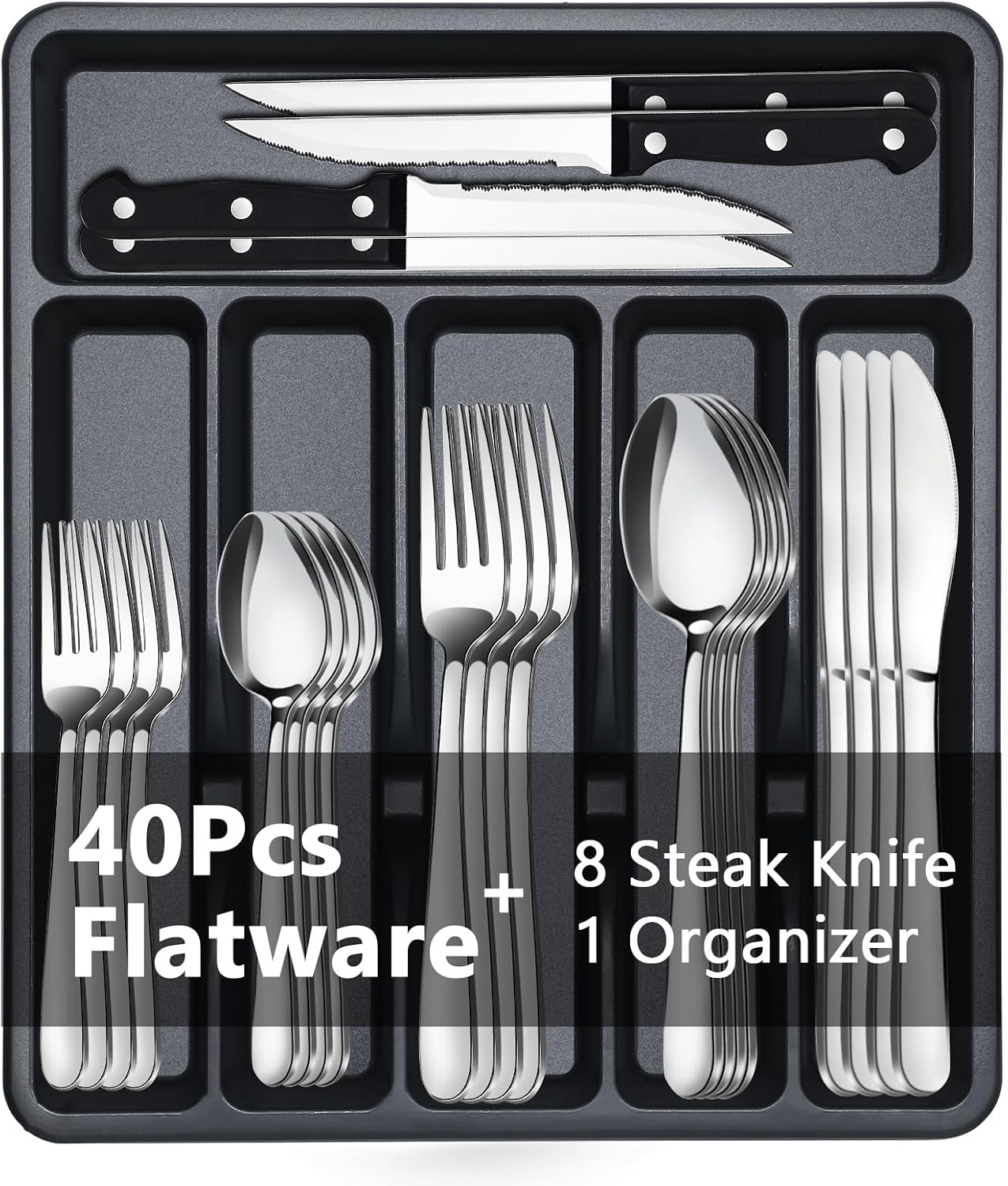 Detalle de BEWOS Stainless Steel Silverware Set 49-Piece