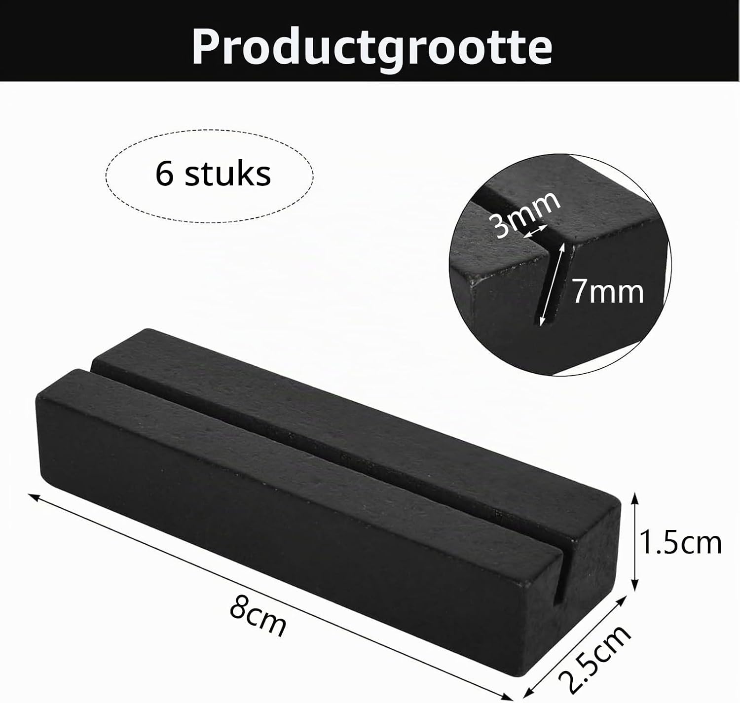 Thumbnail 3 de CALLYSONIC 1 houten kaarthouders, zwart gelakt, met schuine groef – 6 stuks