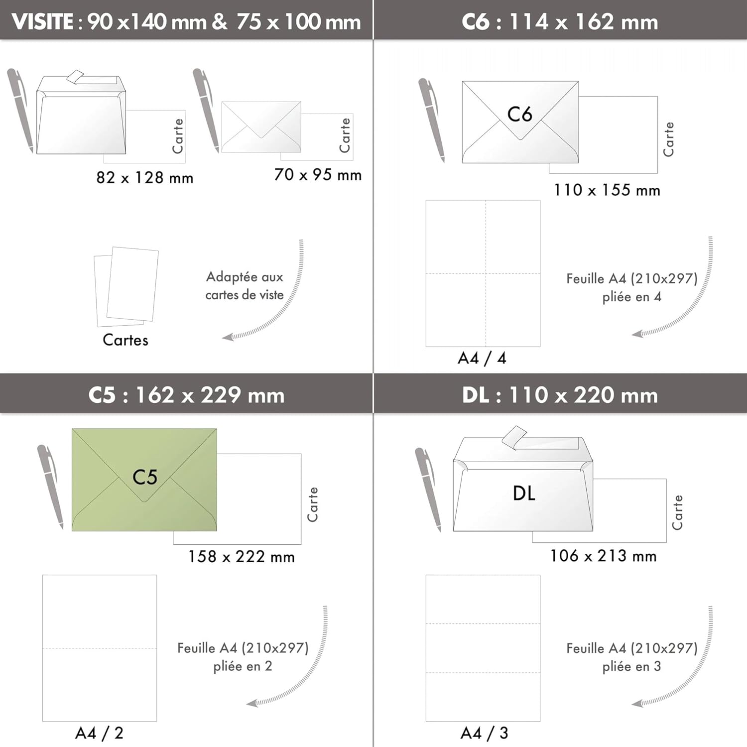 Thumbnail 3 de Clairefontaine 5072C – 20 C5-Briefumschläge Pollen (Salbei) mit 120 g/m²