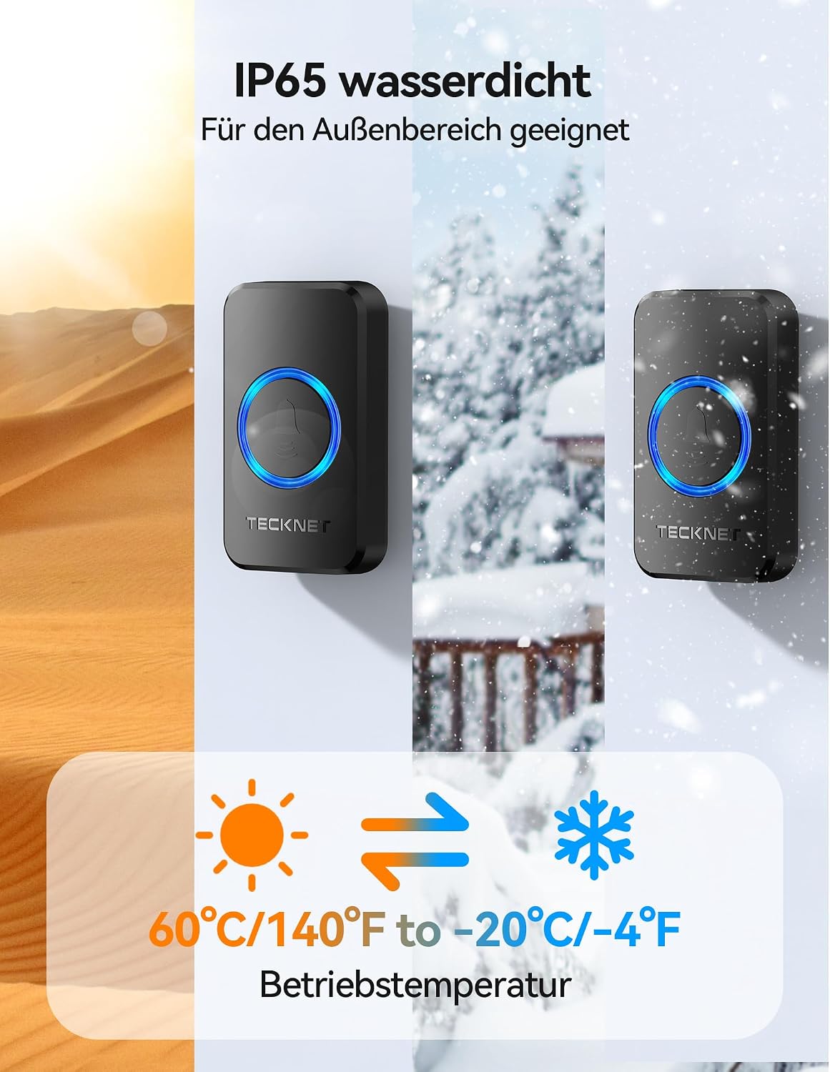 Thumbnail 4 de TECKNET Funkklingel 600 m Reichweite mit IP65