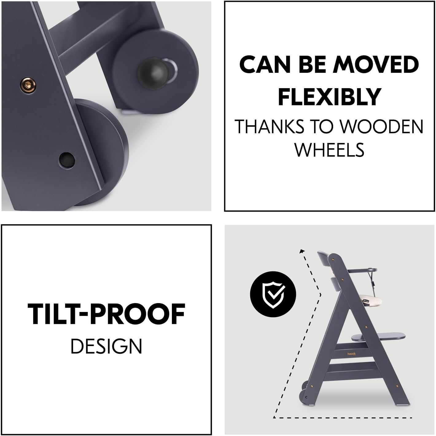 Thumbnail 6 de hauck Beta+ Dark Grey: Wooden High Chair Set for 6 Months to 90 kg